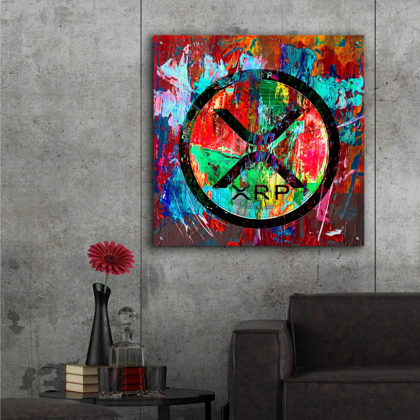 Epic Art 'Xrp Crypto In Color' by Epic Art Portfolio, Acrylic Glass Wall Art,36x36