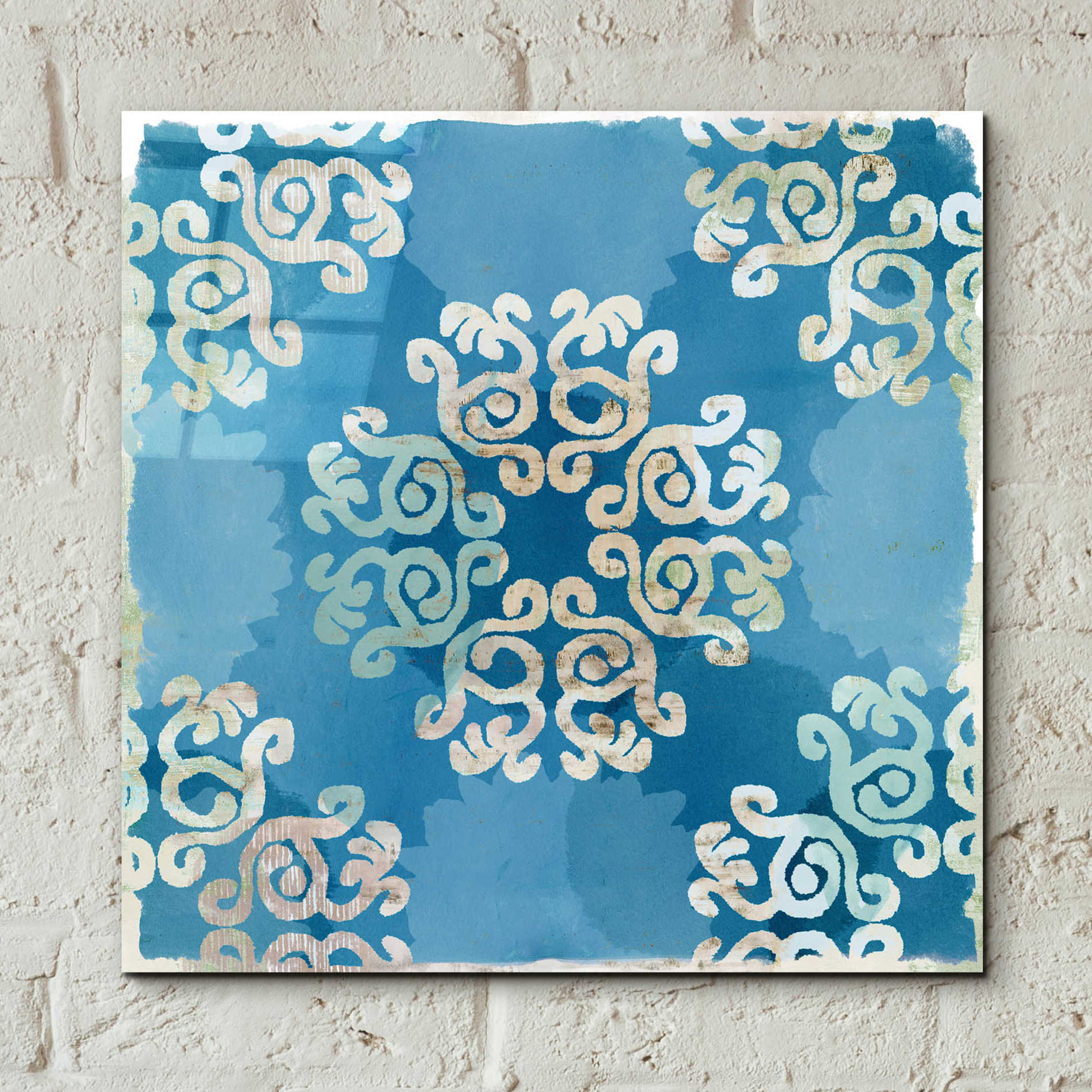 Epic Art 'Royal Blue Tile I' by Flora Kouta Acrylic Glass Wall Art,12x12