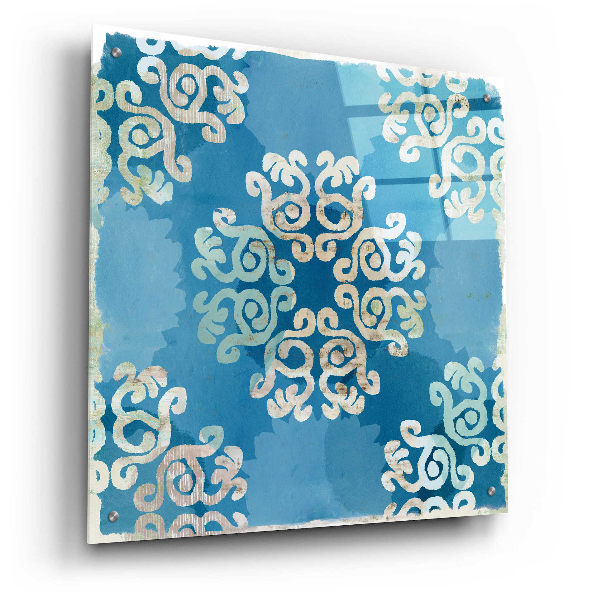 Epic Art 'Royal Blue Tile I' by Flora Kouta Acrylic Glass Wall Art,24x24