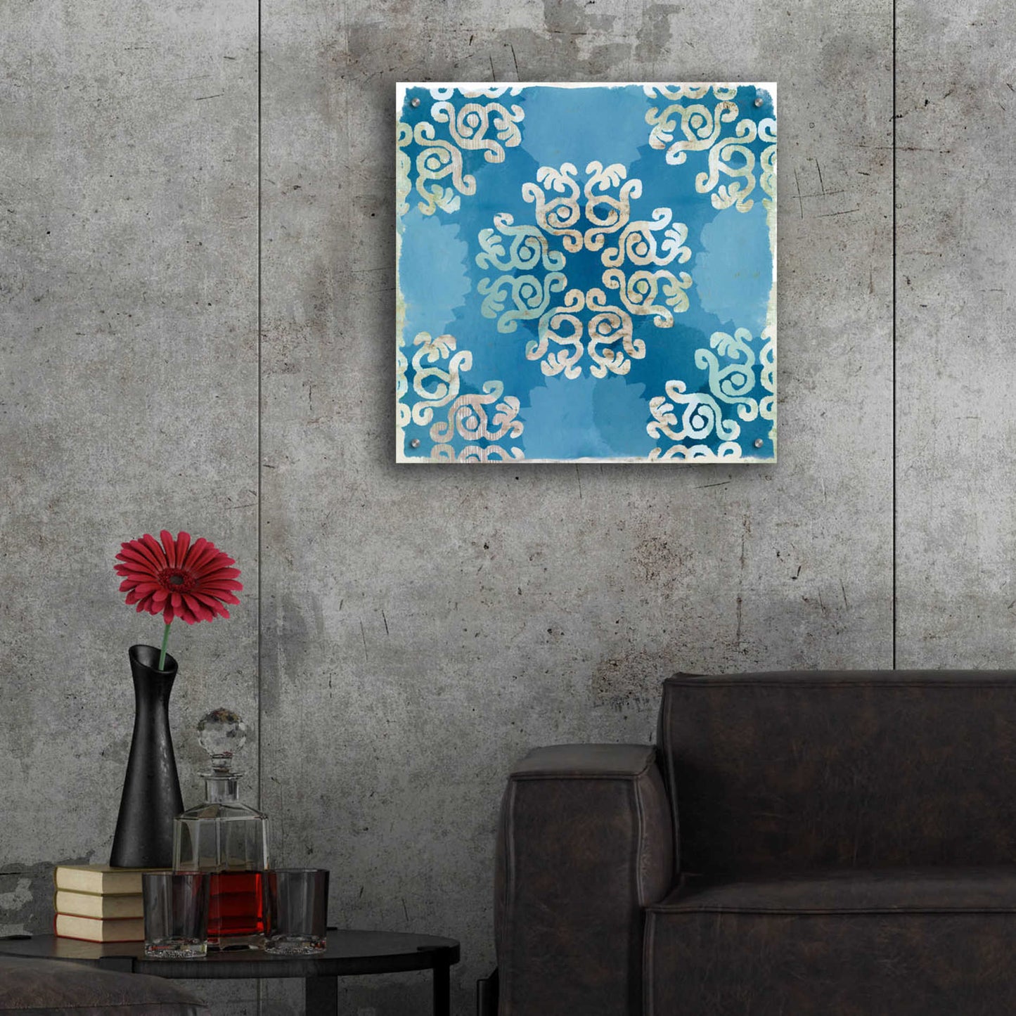 Epic Art 'Royal Blue Tile I' by Flora Kouta Acrylic Glass Wall Art,24x24