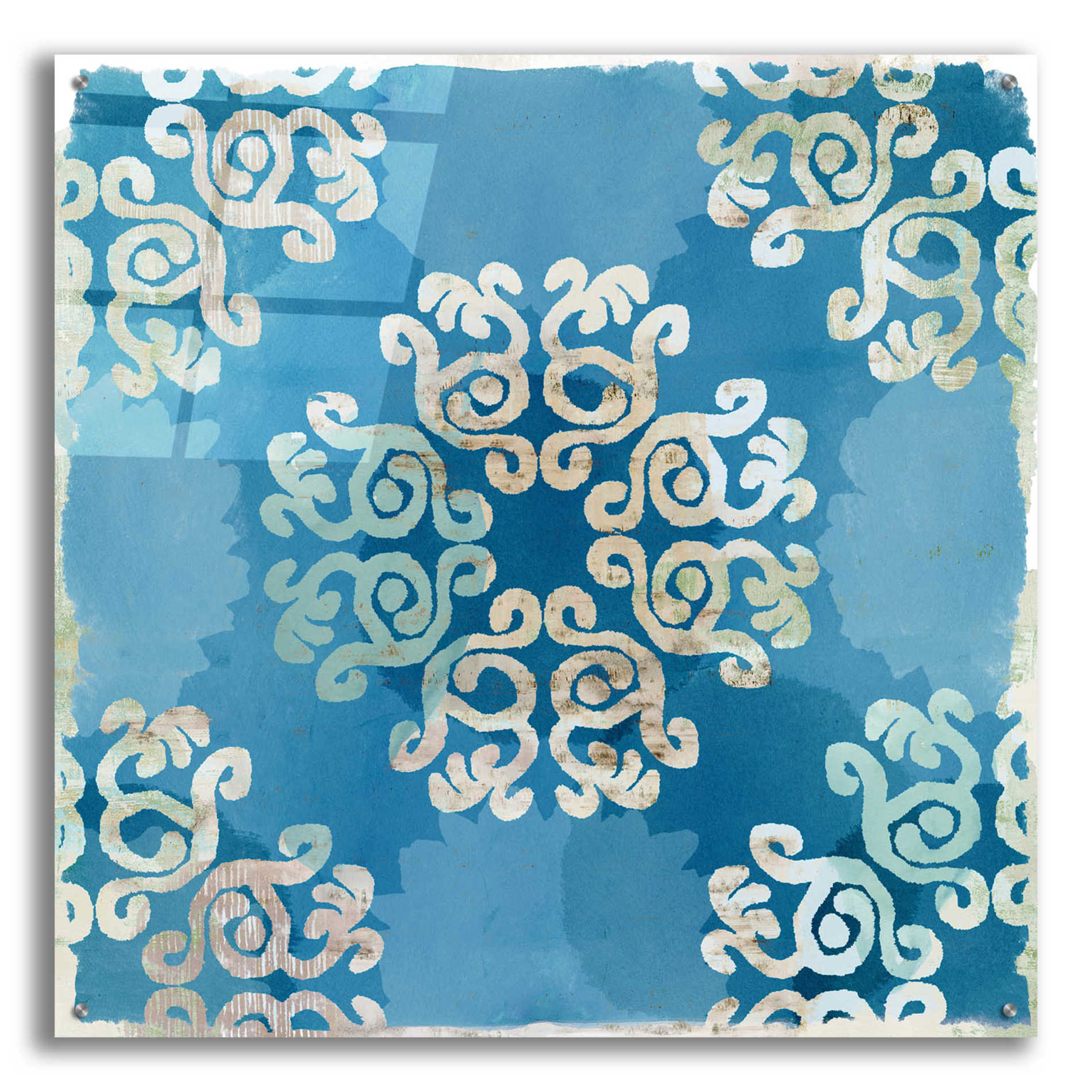 Epic Art 'Royal Blue Tile I' by Flora Kouta Acrylic Glass Wall Art,36x36
