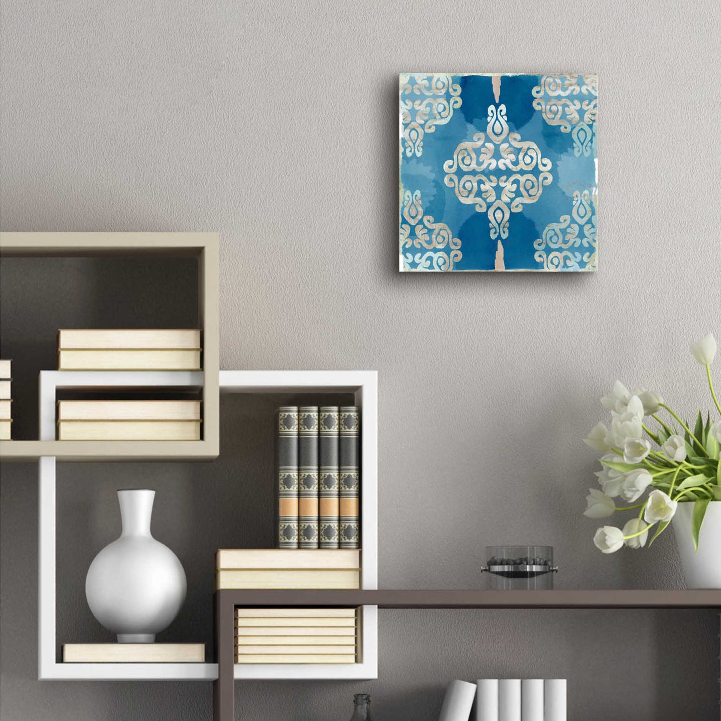 Epic Art 'Royal Blue Tile II' by Flora Kouta Acrylic Glass Wall Art,12x12