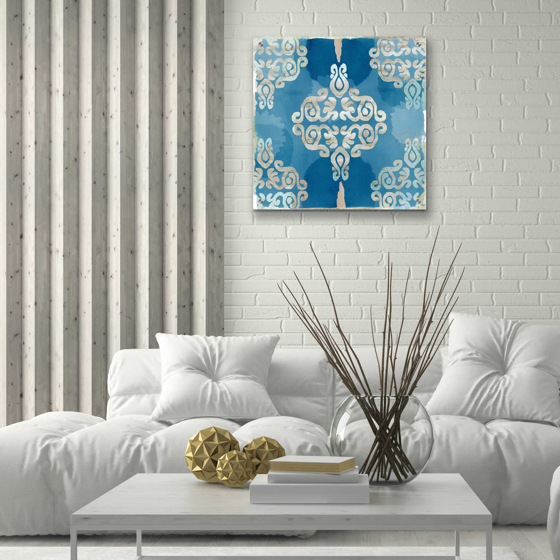 Epic Art 'Royal Blue Tile II' by Flora Kouta Acrylic Glass Wall Art,24x24