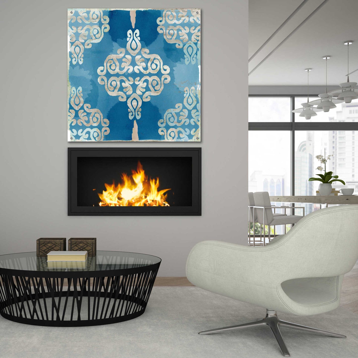 Epic Art 'Royal Blue Tile II' by Flora Kouta Acrylic Glass Wall Art,36x36