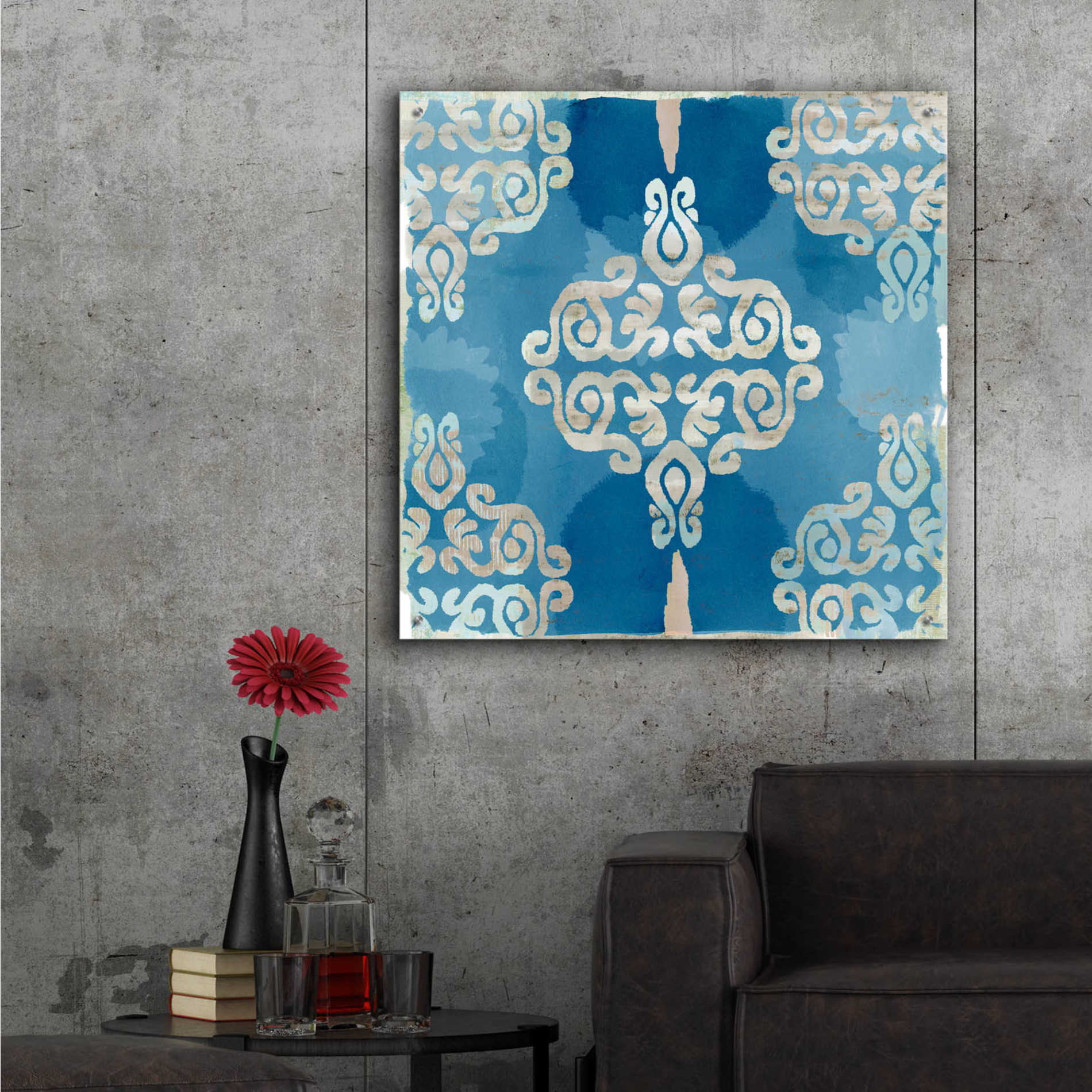 Epic Art 'Royal Blue Tile II' by Flora Kouta Acrylic Glass Wall Art,36x36