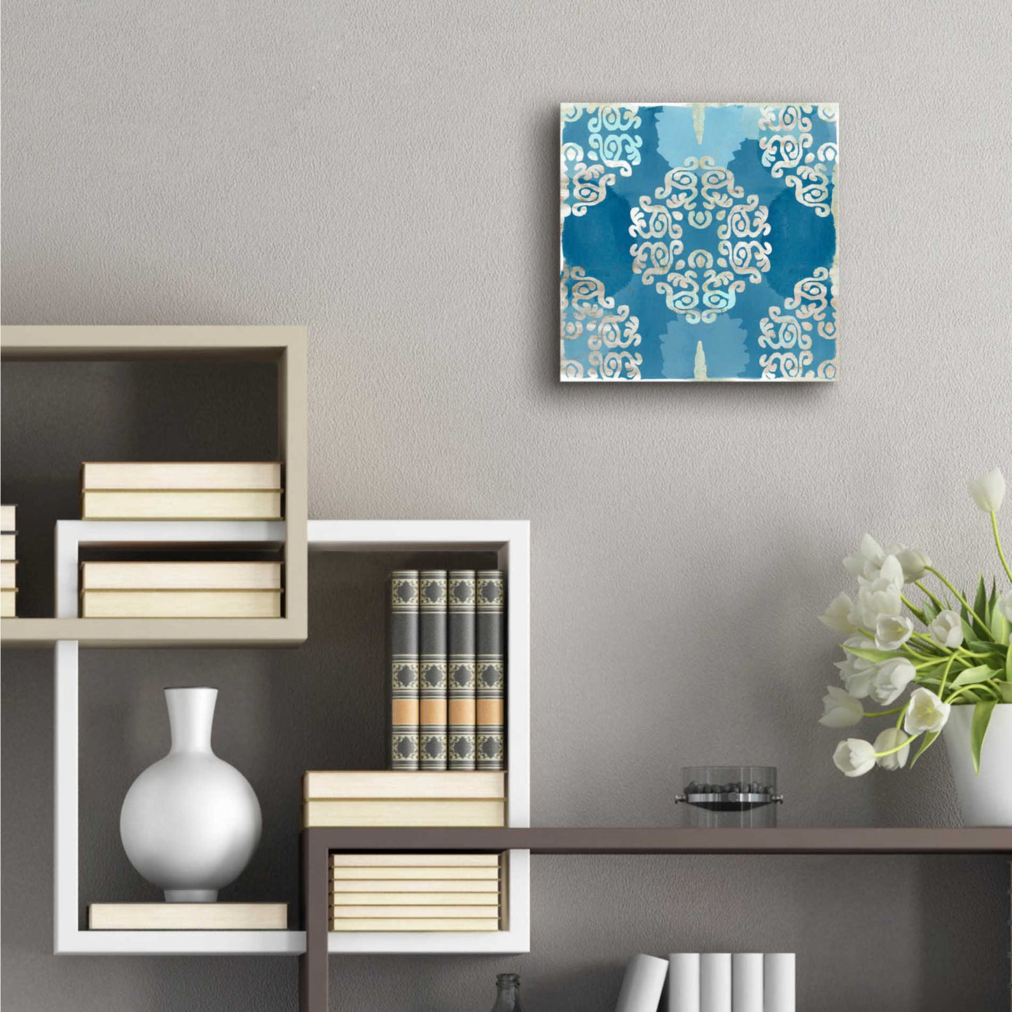 Epic Art 'Royal Blue Tile III' by Flora Kouta Acrylic Glass Wall Art,12x12