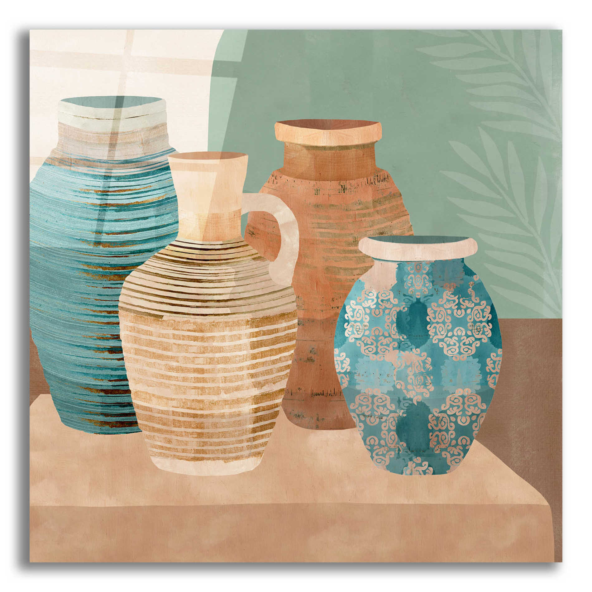 Epic Art 'Earthenware Pots I' by Flora Kouta Acrylic Glass Wall Art,12x12