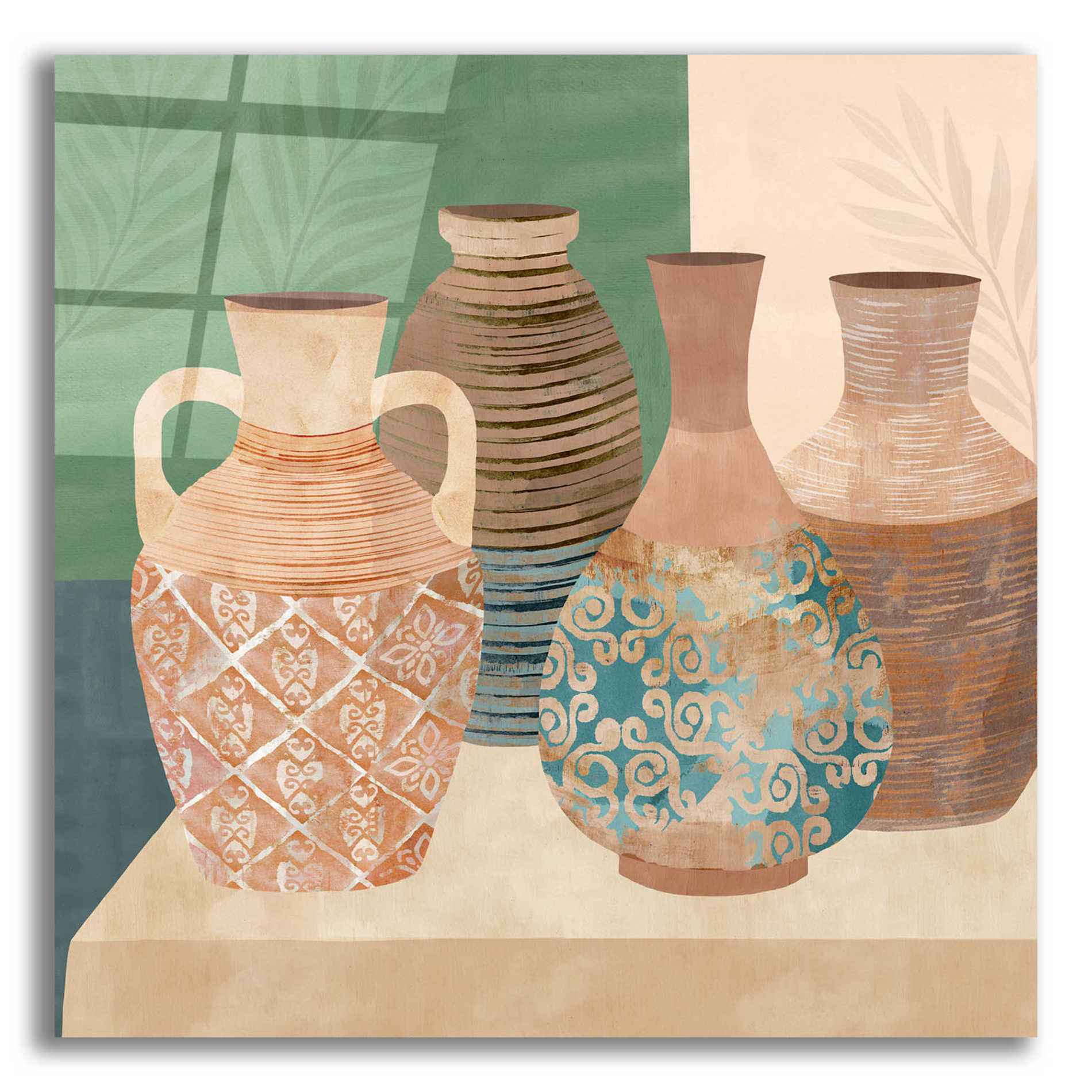 Epic Art 'Earthenware Pots III' by Flora Kouta Acrylic Glass Wall Art,12x12