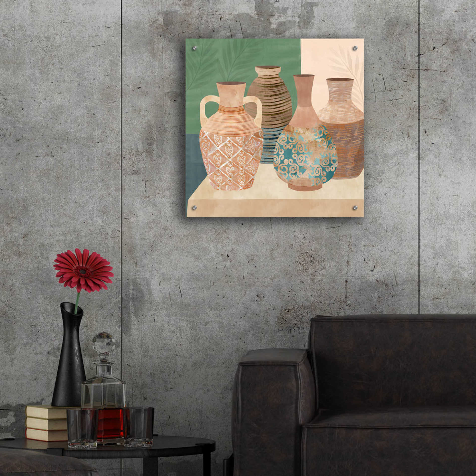 Epic Art 'Earthenware Pots III' by Flora Kouta Acrylic Glass Wall Art,24x24