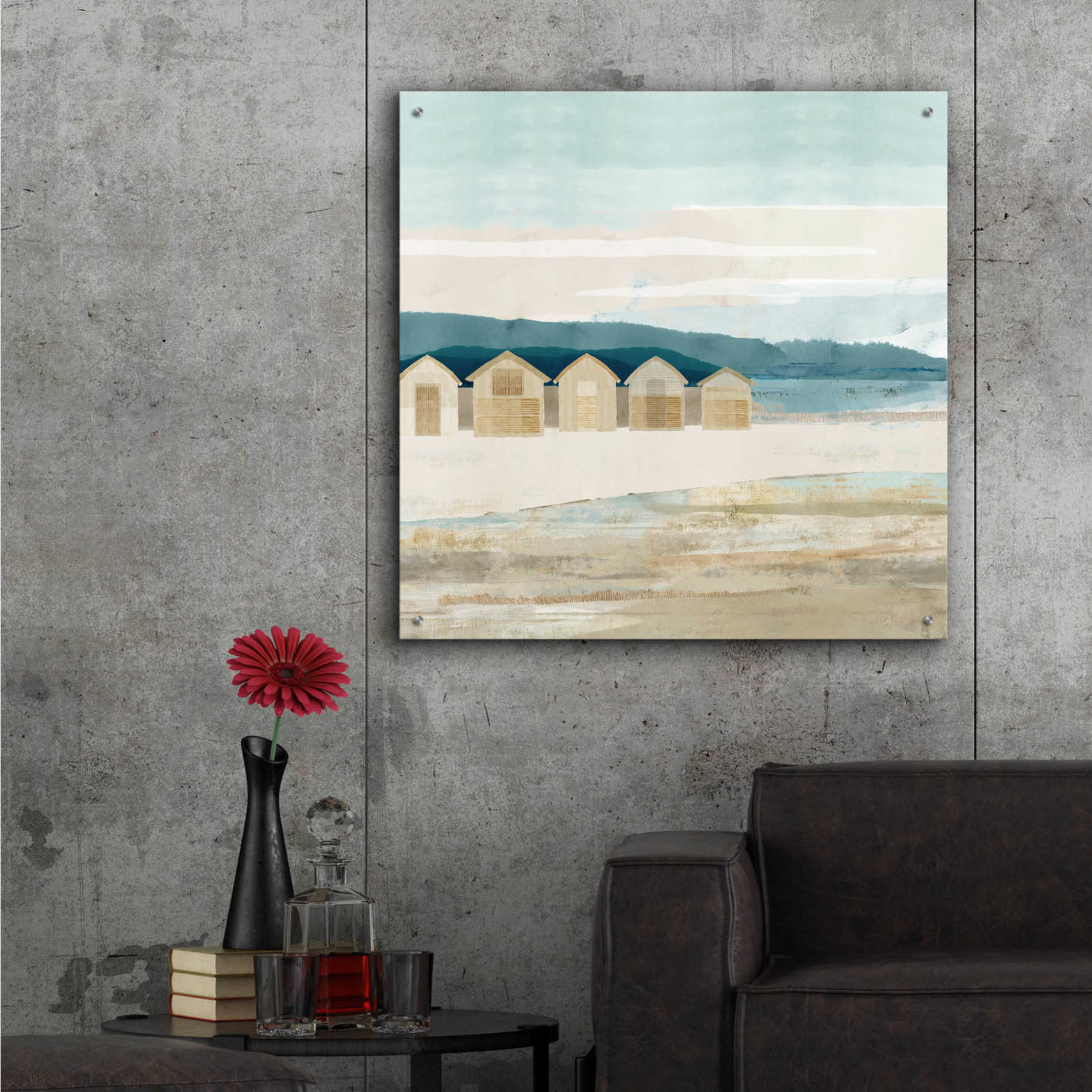 Epic Art 'Stone Bay Huts I' by Flora Kouta Acrylic Glass Wall Art,36x36