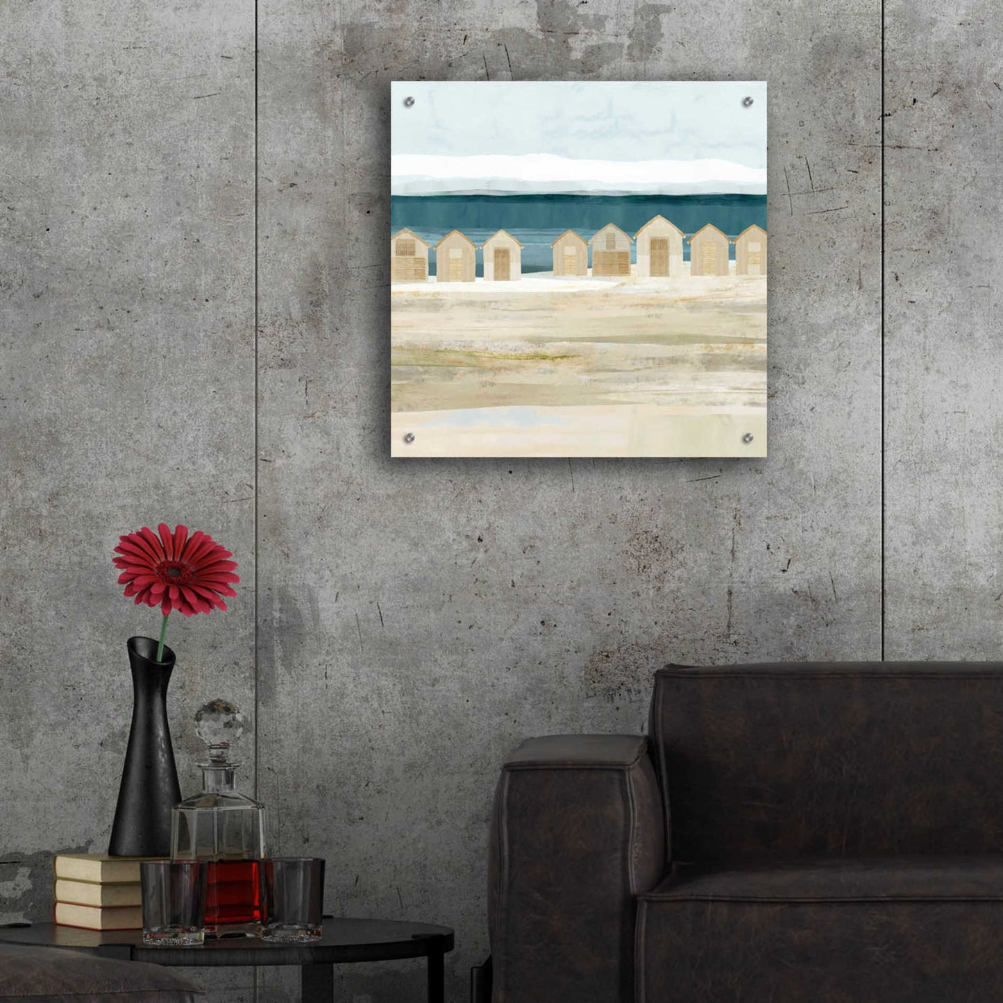 Epic Art 'Stone Bay Huts II' by Flora Kouta Acrylic Glass Wall Art,24x24