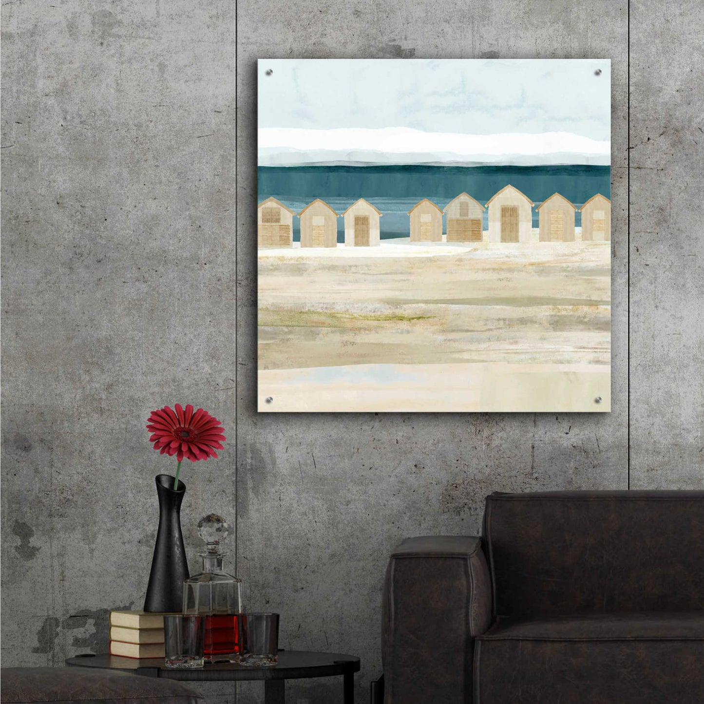 Epic Art 'Stone Bay Huts II' by Flora Kouta Acrylic Glass Wall Art,36x36