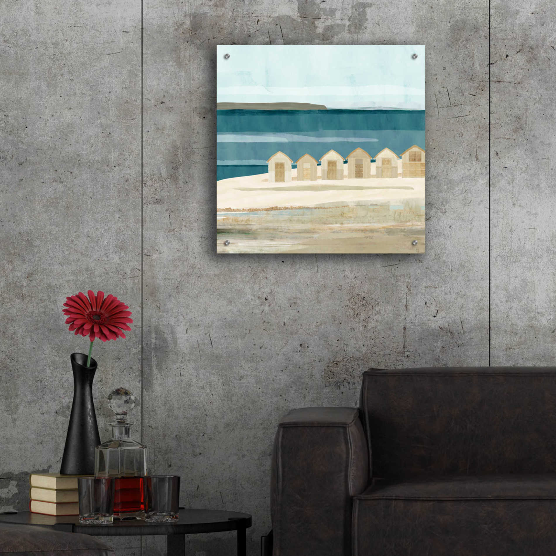 Epic Art 'Stone Bay Huts III' by Flora Kouta Acrylic Glass Wall Art,24x24