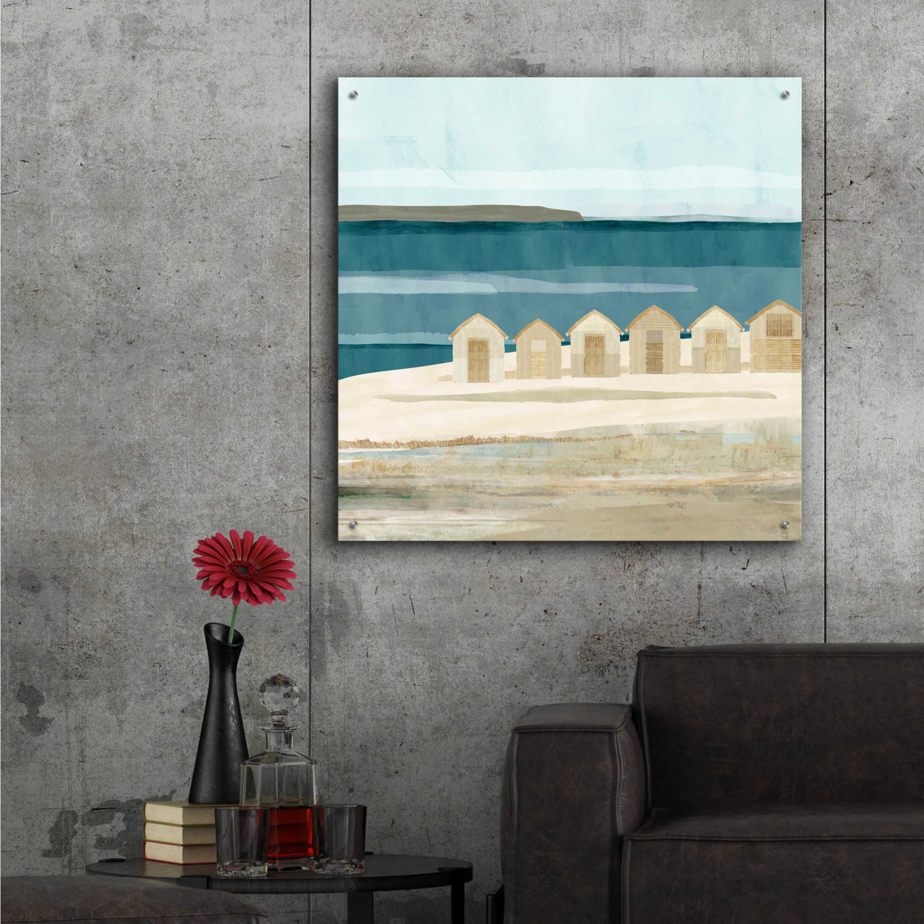 Epic Art 'Stone Bay Huts III' by Flora Kouta Acrylic Glass Wall Art,36x36