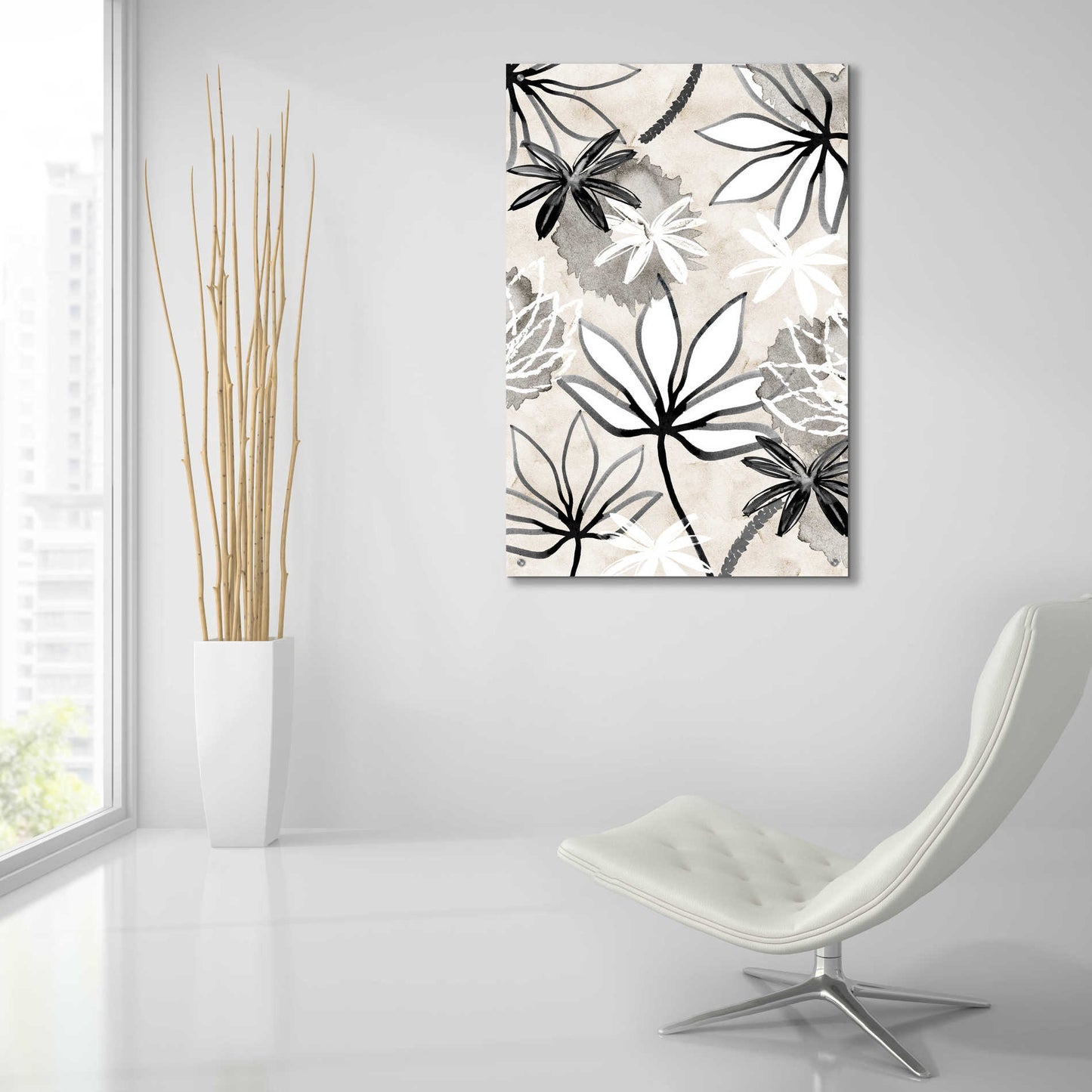 Epic Art 'Monochrome Flowers I' by Flora Kouta Acrylic Glass Wall Art,24x36