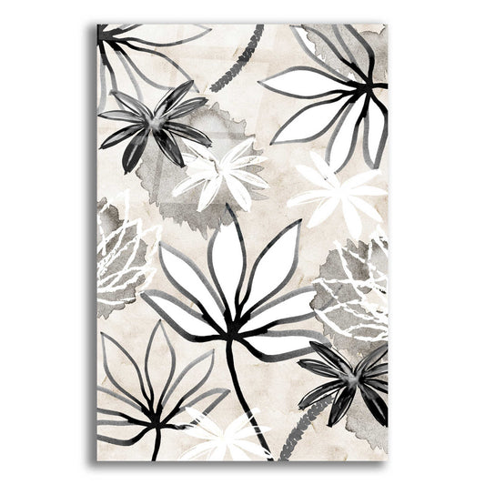 Epic Art 'Monochrome Flowers I' by Flora Kouta Acrylic Glass Wall Art