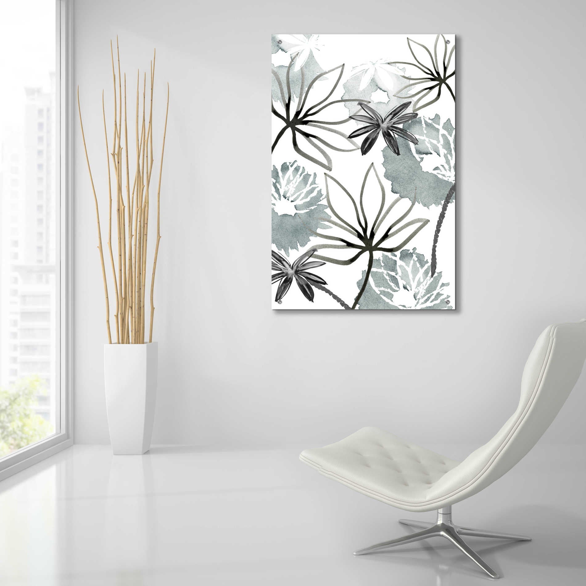 Epic Art 'Monochrome Flowers II' by Flora Kouta Acrylic Glass Wall Art,24x36