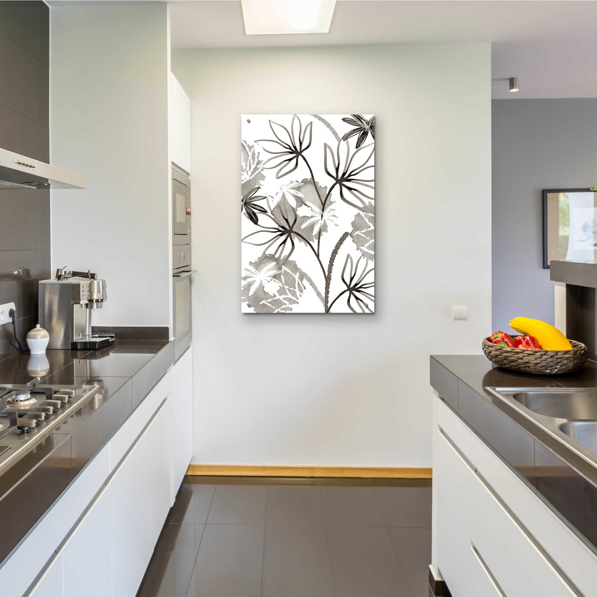 Epic Art 'Monochrome Flowers III' by Flora Kouta Acrylic Glass Wall Art,24x36
