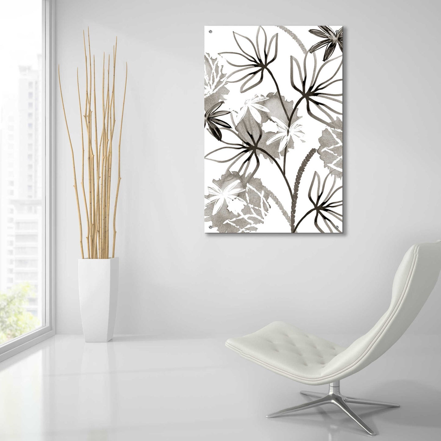 Epic Art 'Monochrome Flowers III' by Flora Kouta Acrylic Glass Wall Art,24x36
