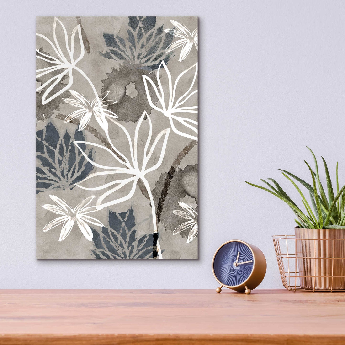 Epic Art 'Monochrome Flowers IV' by Flora Kouta Acrylic Glass Wall Art,12x16