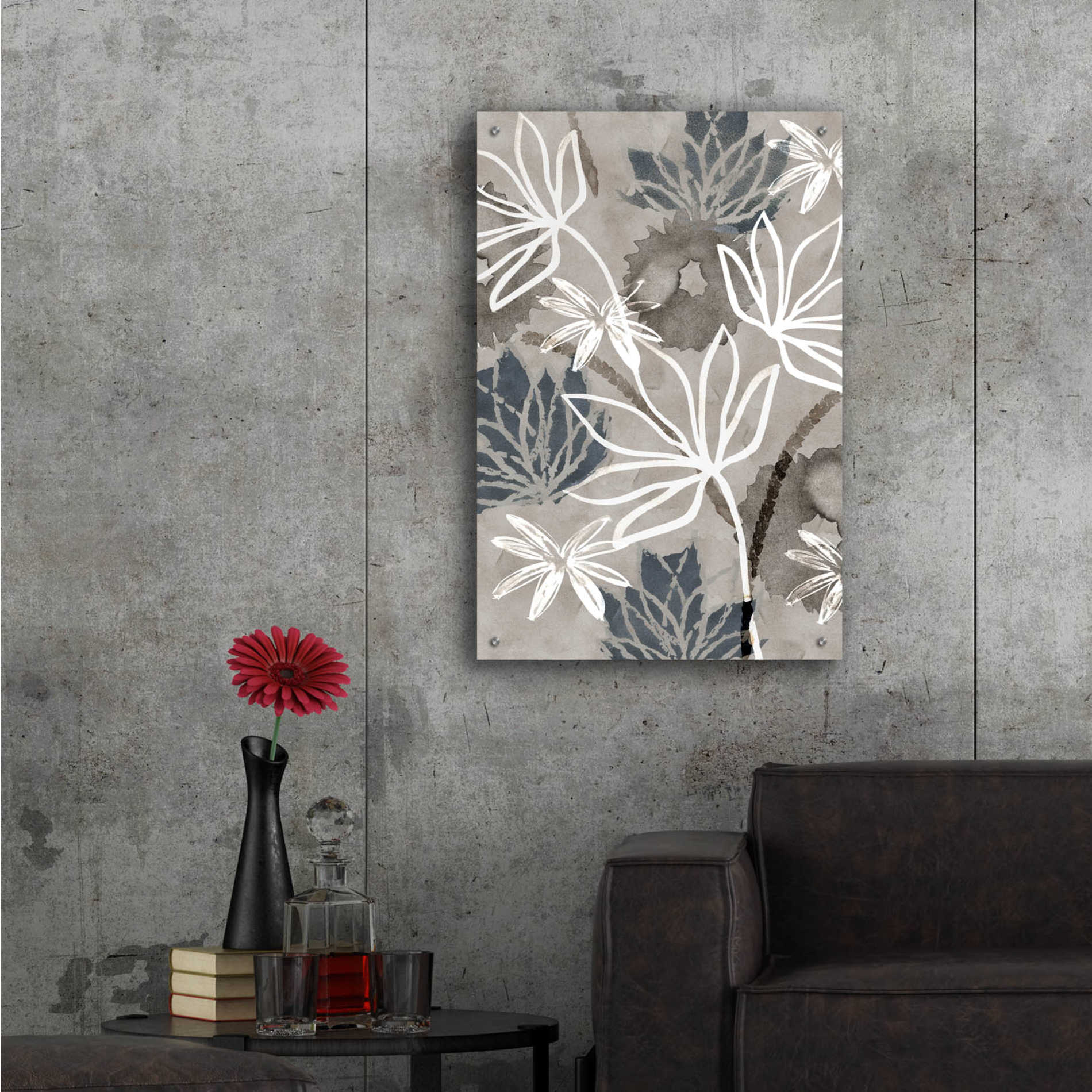 Epic Art 'Monochrome Flowers IV' by Flora Kouta Acrylic Glass Wall Art,24x36