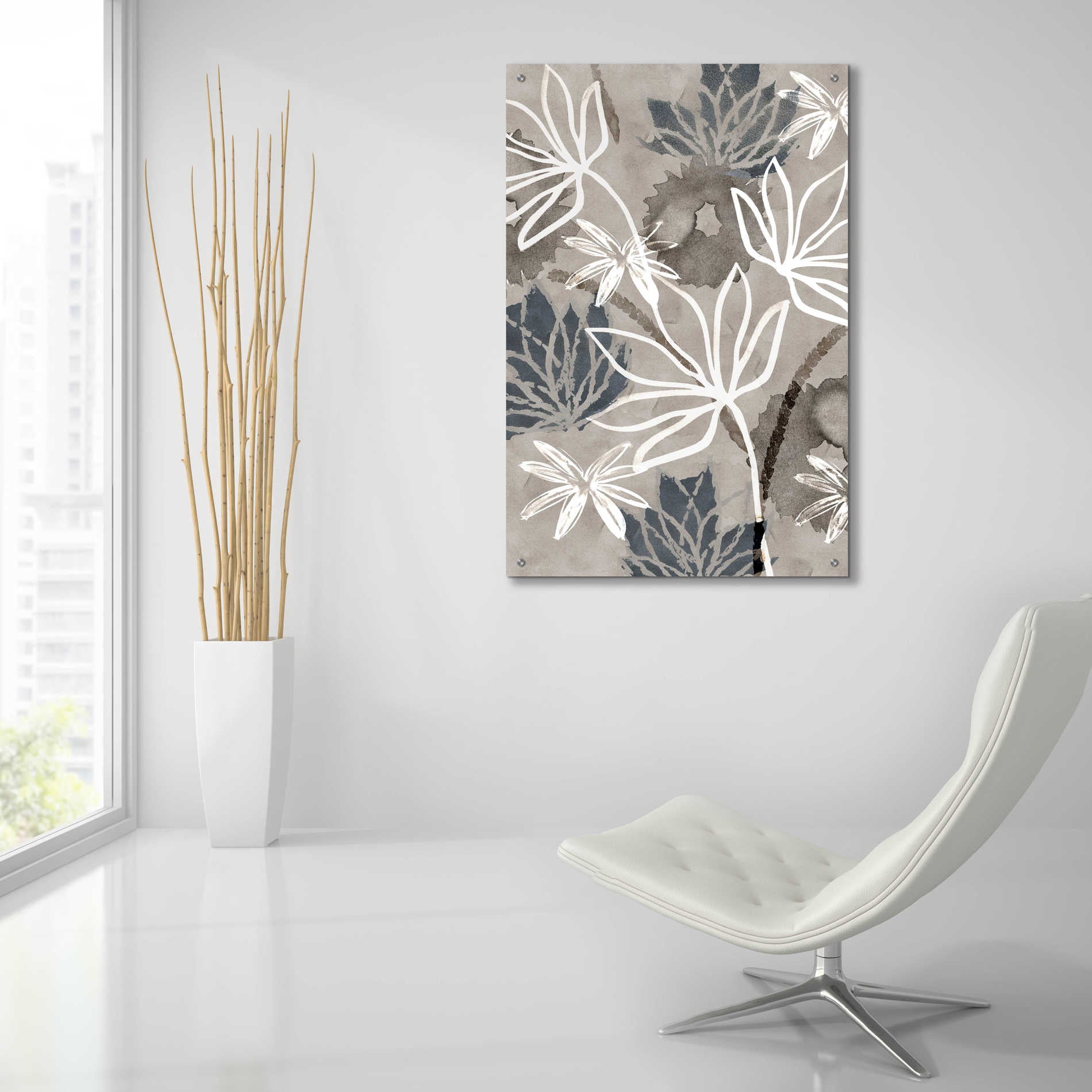 Epic Art 'Monochrome Flowers IV' by Flora Kouta Acrylic Glass Wall Art,24x36