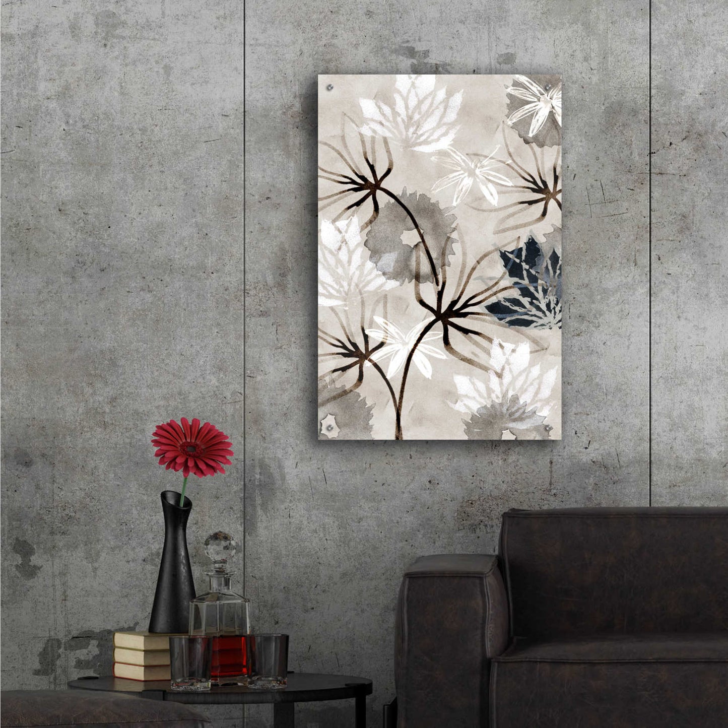 Epic Art 'Monochrome Flowers V' by Flora Kouta Acrylic Glass Wall Art,24x36