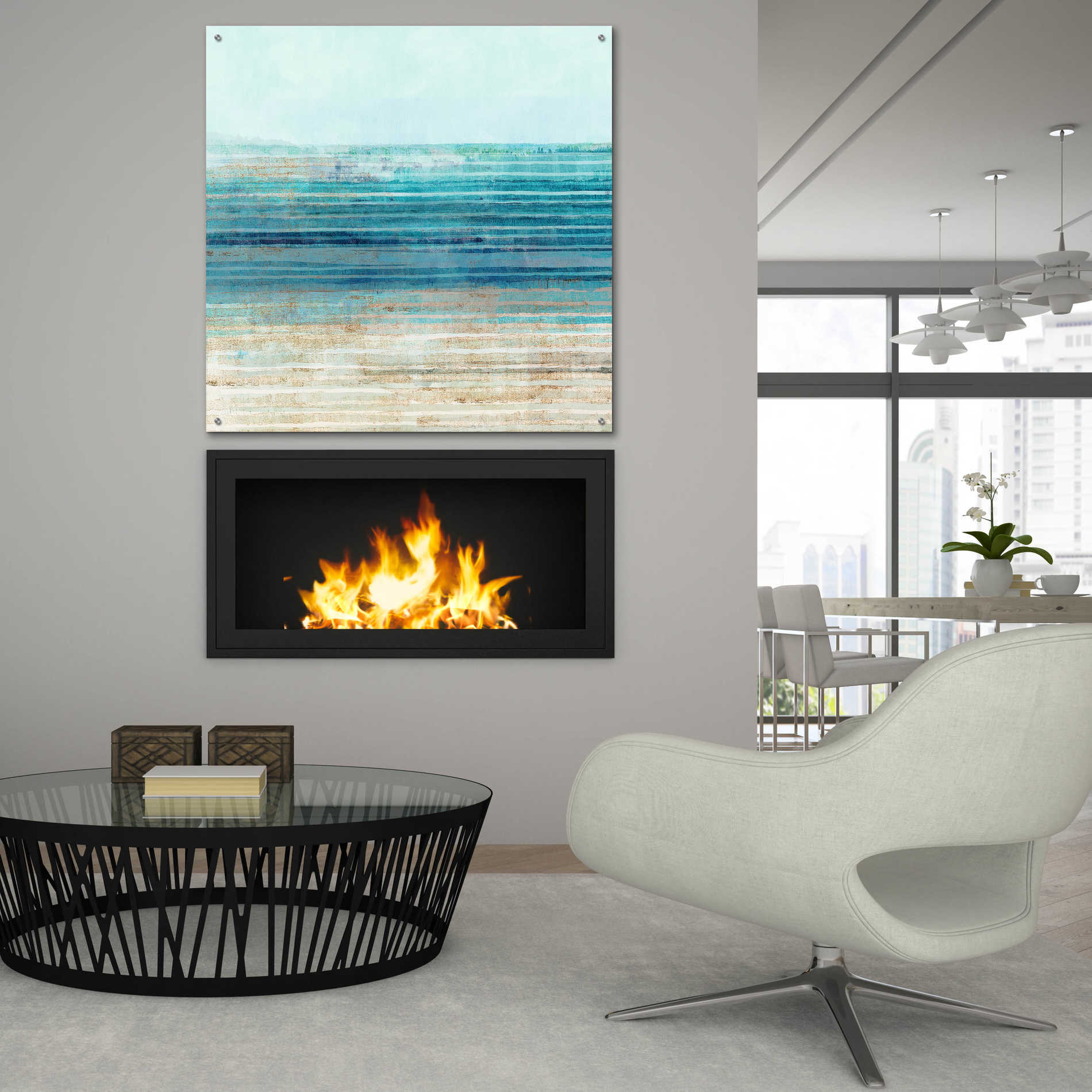 Epic Art 'Ocean Daydream I' by Flora Kouta Acrylic Glass Wall Art,36x36