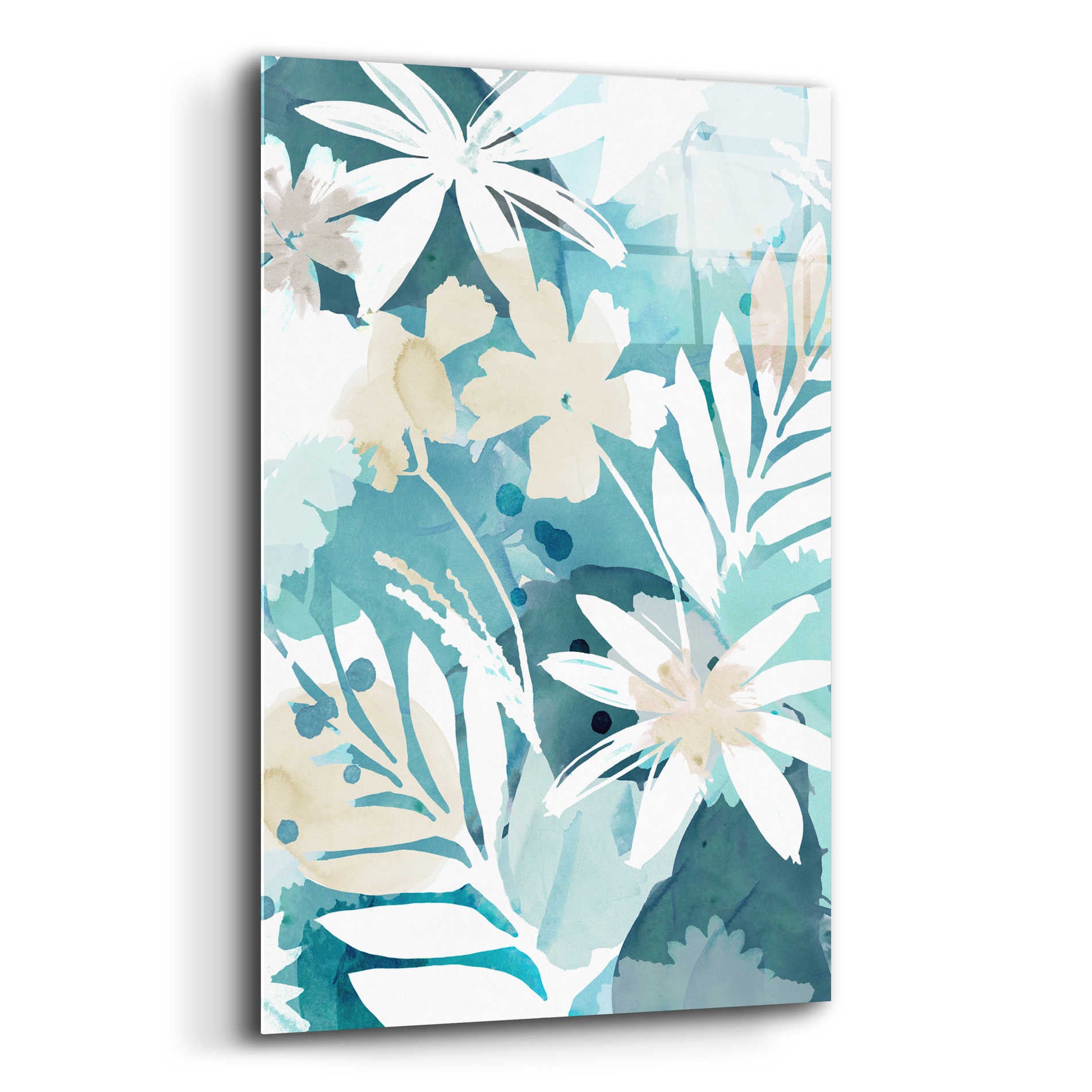 Epic Art 'Soft Blue Floral I' by Flora Kouta Acrylic Glass Wall Art,12x16