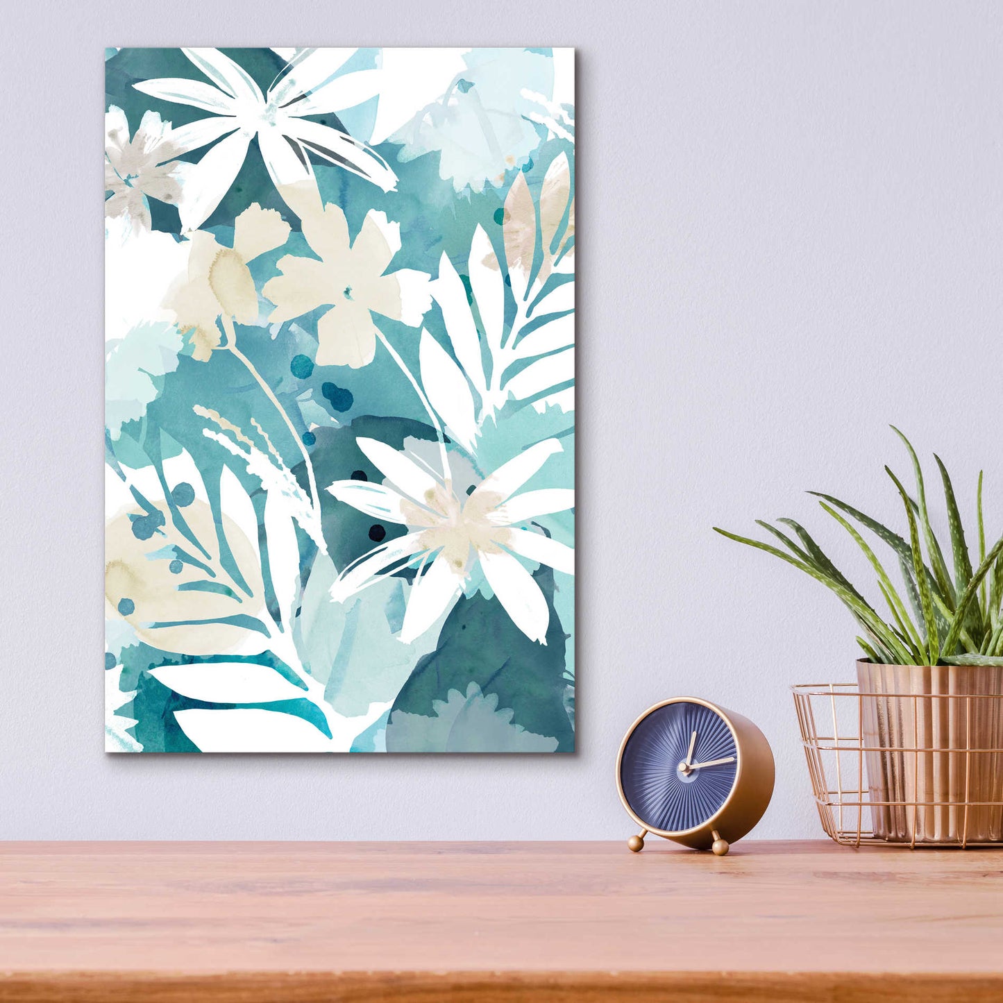 Epic Art 'Soft Blue Floral I' by Flora Kouta Acrylic Glass Wall Art,12x16