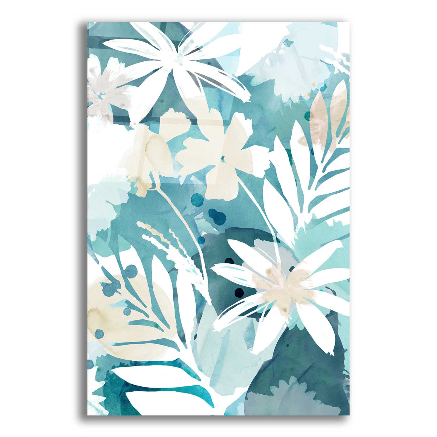 Epic Art 'Soft Blue Floral I' by Flora Kouta Acrylic Glass Wall Art,16x24