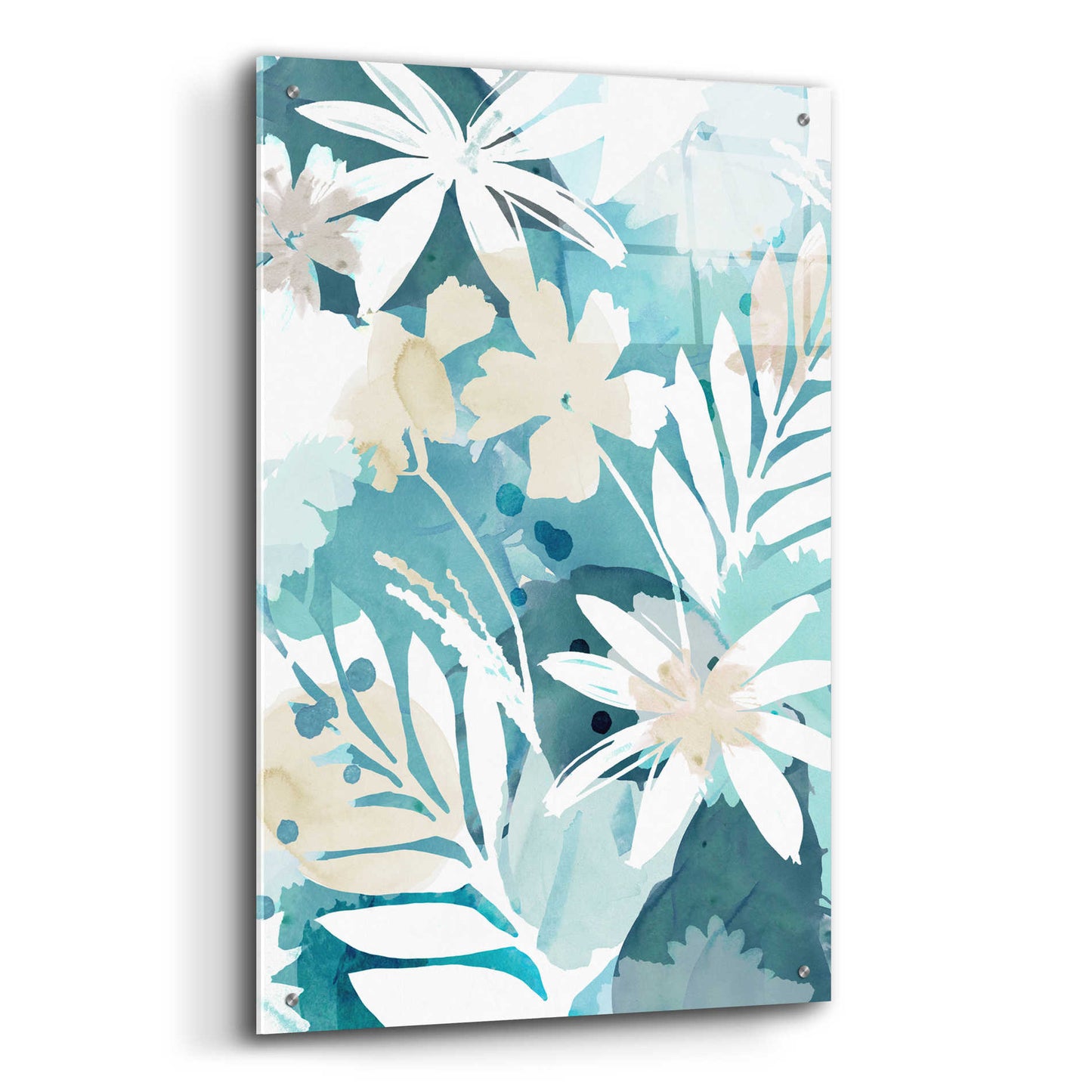 Epic Art 'Soft Blue Floral I' by Flora Kouta Acrylic Glass Wall Art,24x36