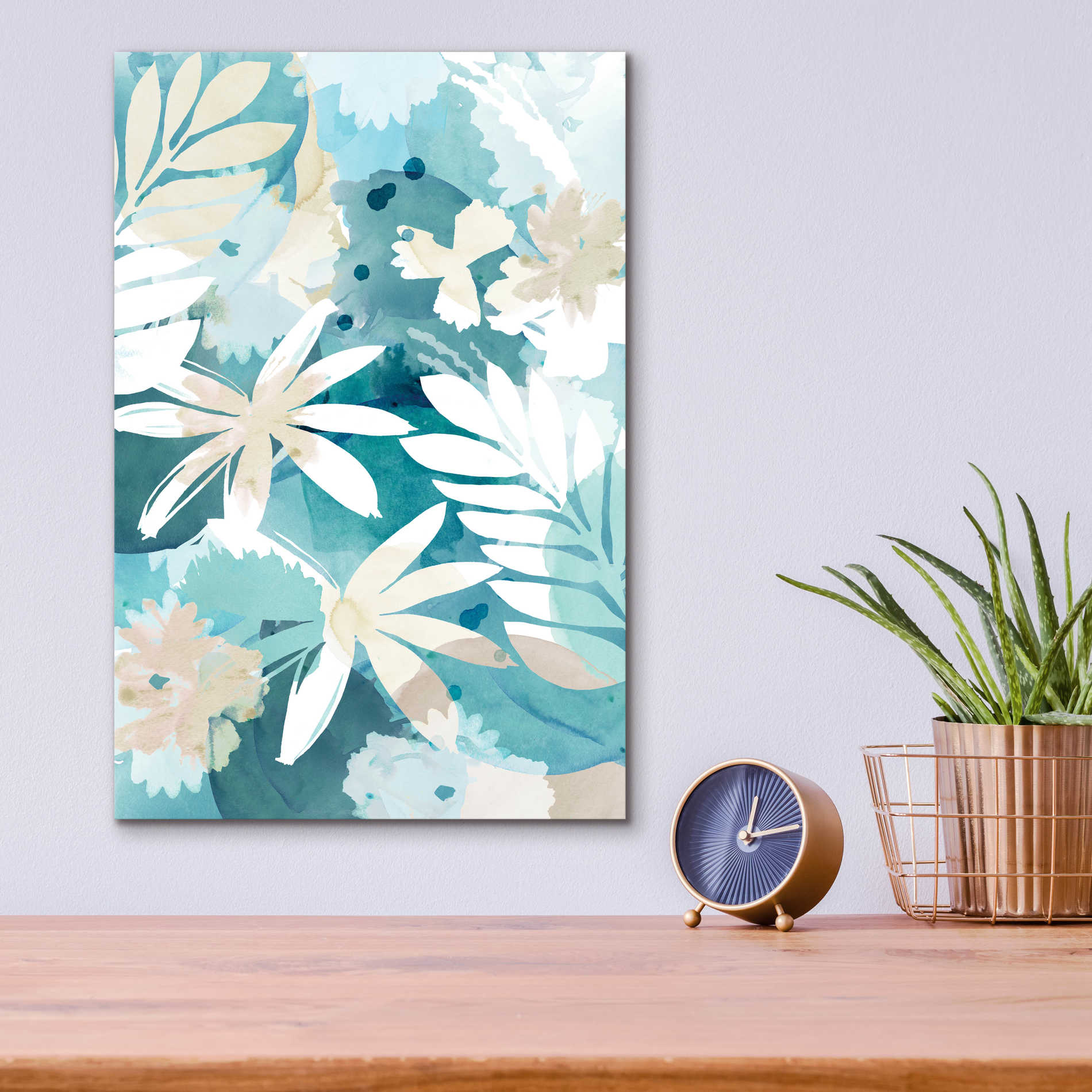 Epic Art 'Soft Blue Floral II' by Flora Kouta Acrylic Glass Wall Art,12x16