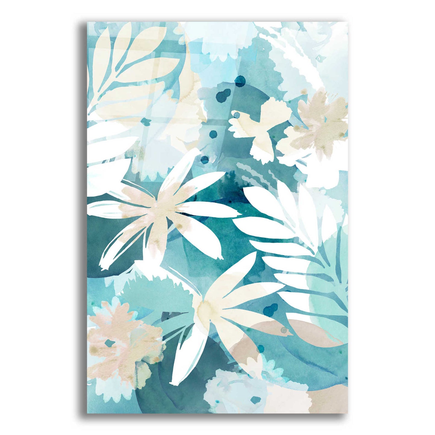 Epic Art 'Soft Blue Floral II' by Flora Kouta Acrylic Glass Wall Art,12x16