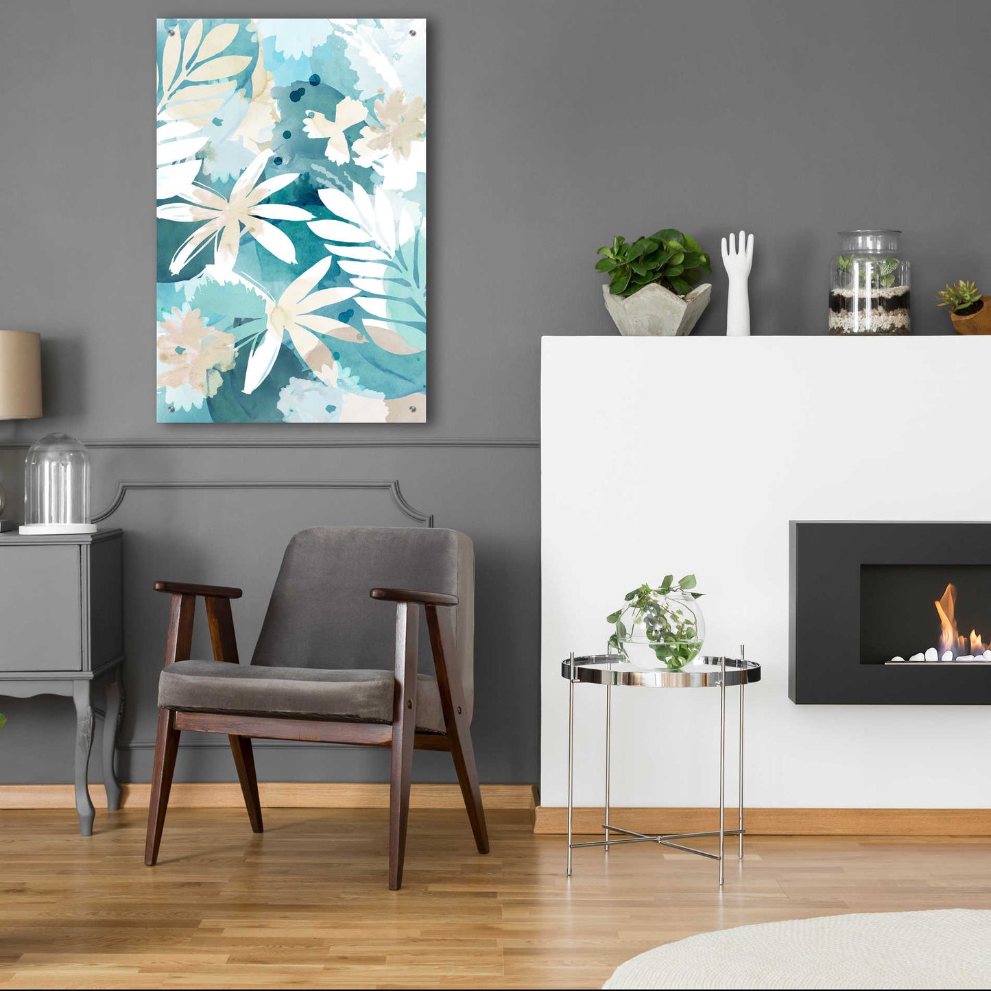 Epic Art 'Soft Blue Floral II' by Flora Kouta Acrylic Glass Wall Art,24x36