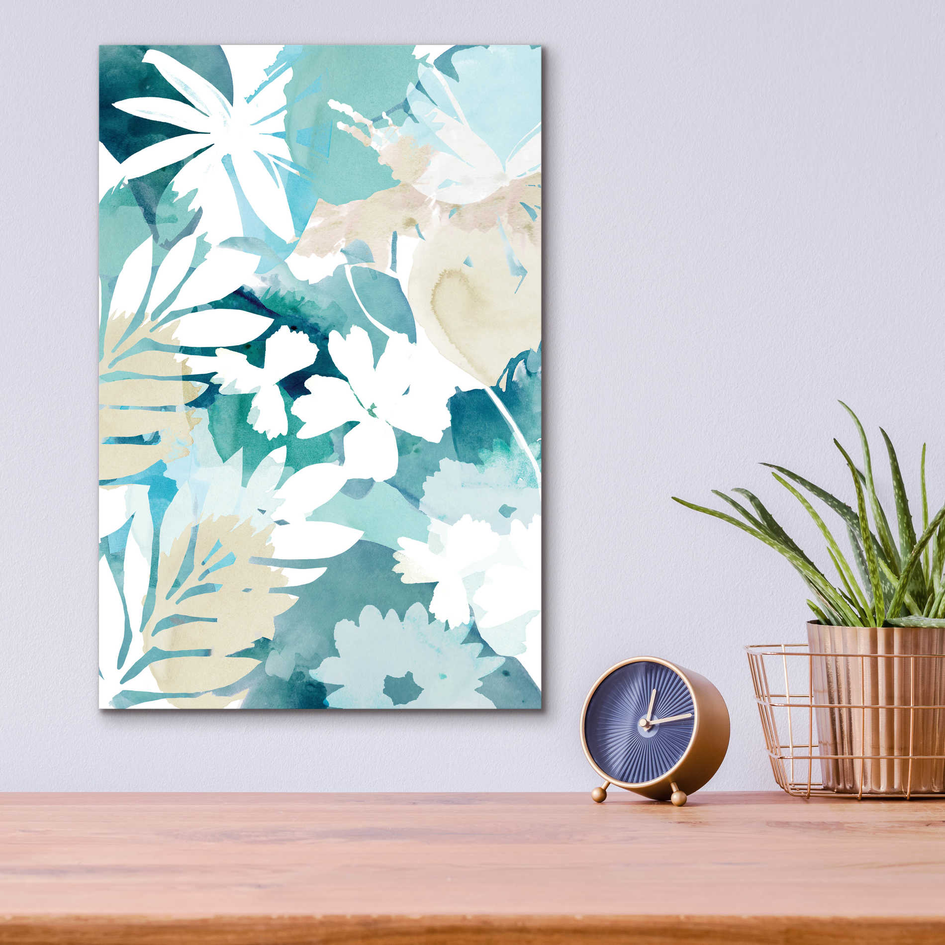 Epic Art 'Soft Blue Floral III' by Flora Kouta Acrylic Glass Wall Art,12x16