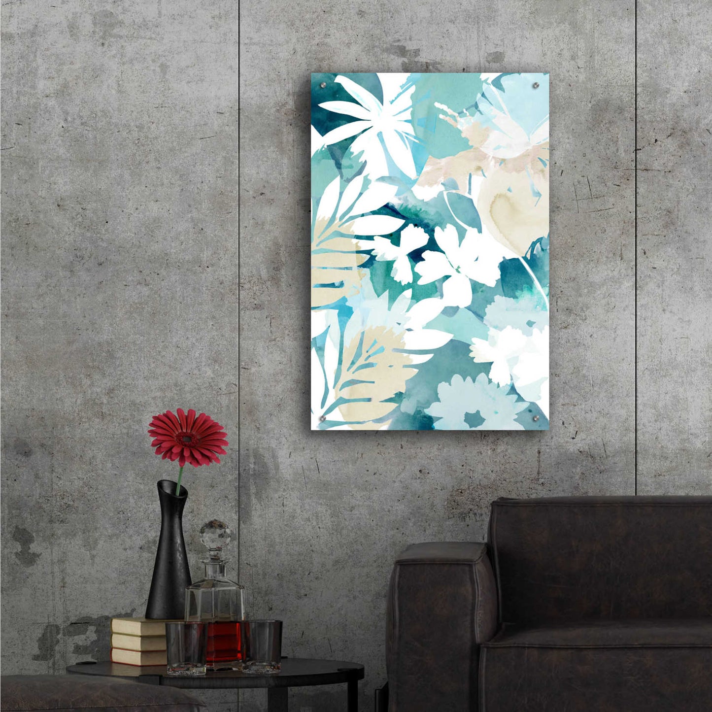 Epic Art 'Soft Blue Floral III' by Flora Kouta Acrylic Glass Wall Art,24x36