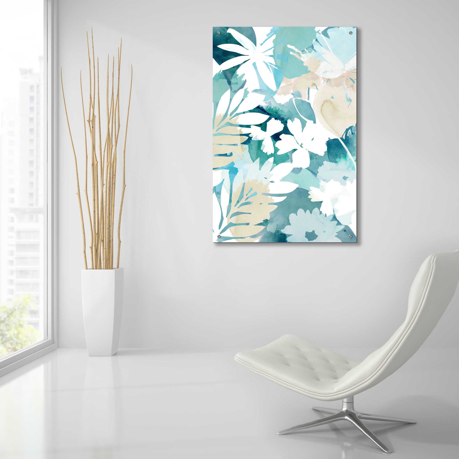 Epic Art 'Soft Blue Floral III' by Flora Kouta Acrylic Glass Wall Art,24x36