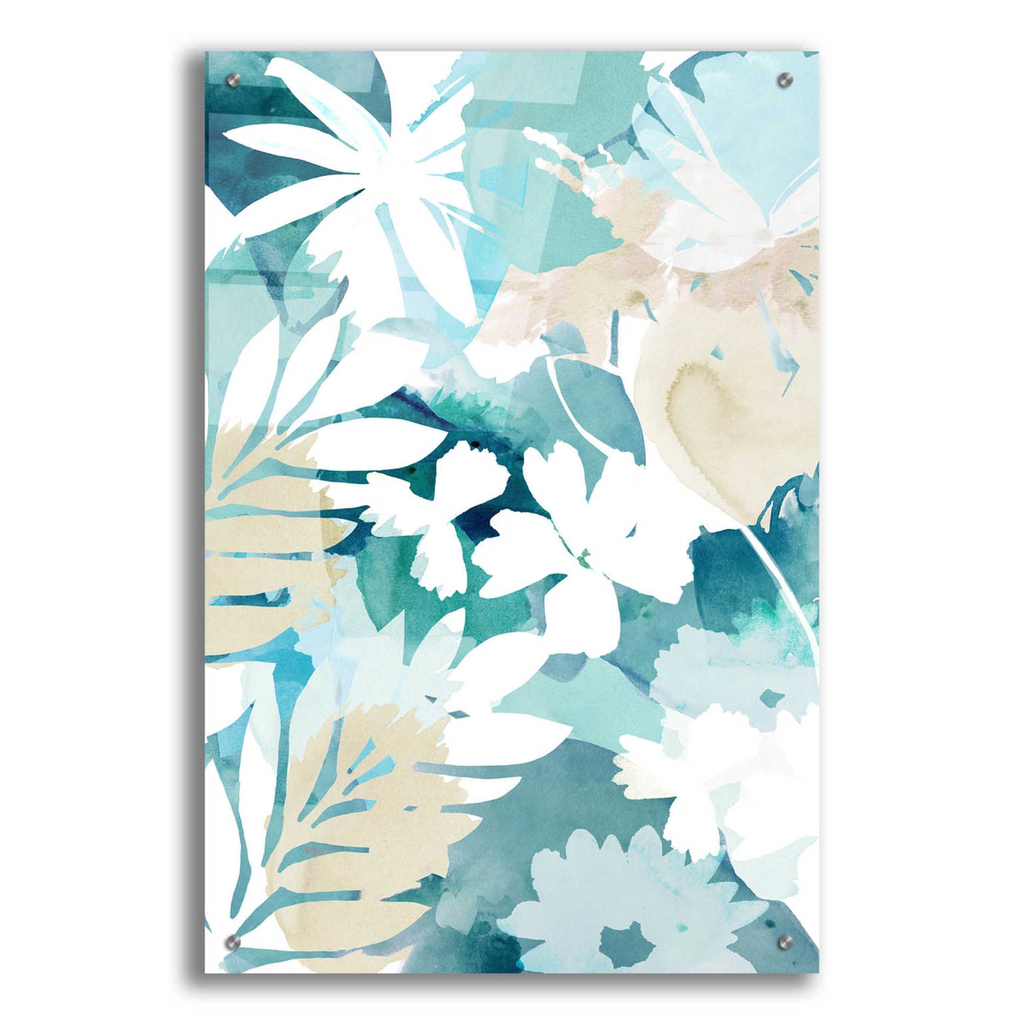 Epic Art 'Soft Blue Floral III' by Flora Kouta Acrylic Glass Wall Art,24x36