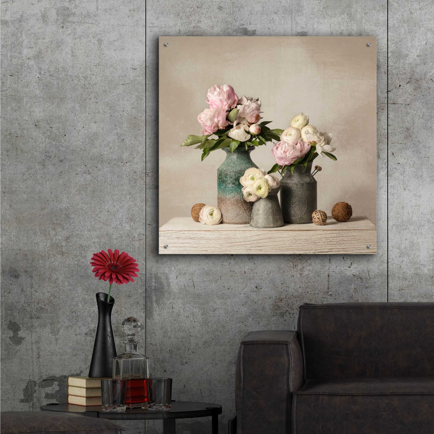 Epic Art 'Three Spring Blooms' by Leah McLean Acrylic Glass Wall Art,36x36