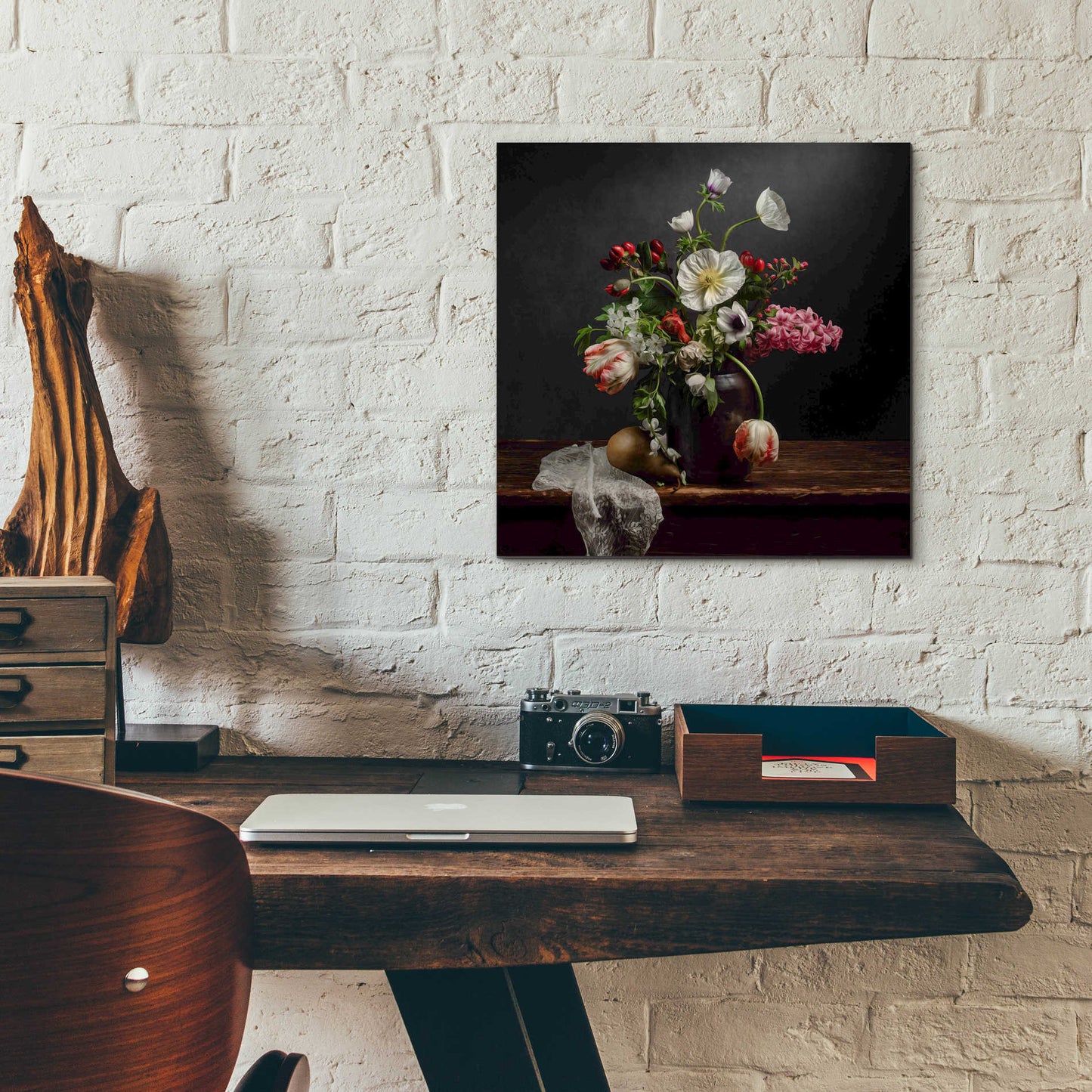 Epic Art 'Pear And Parrot Tulip Still Life' by Leah McLean Acrylic Glass Wall Art,12x12