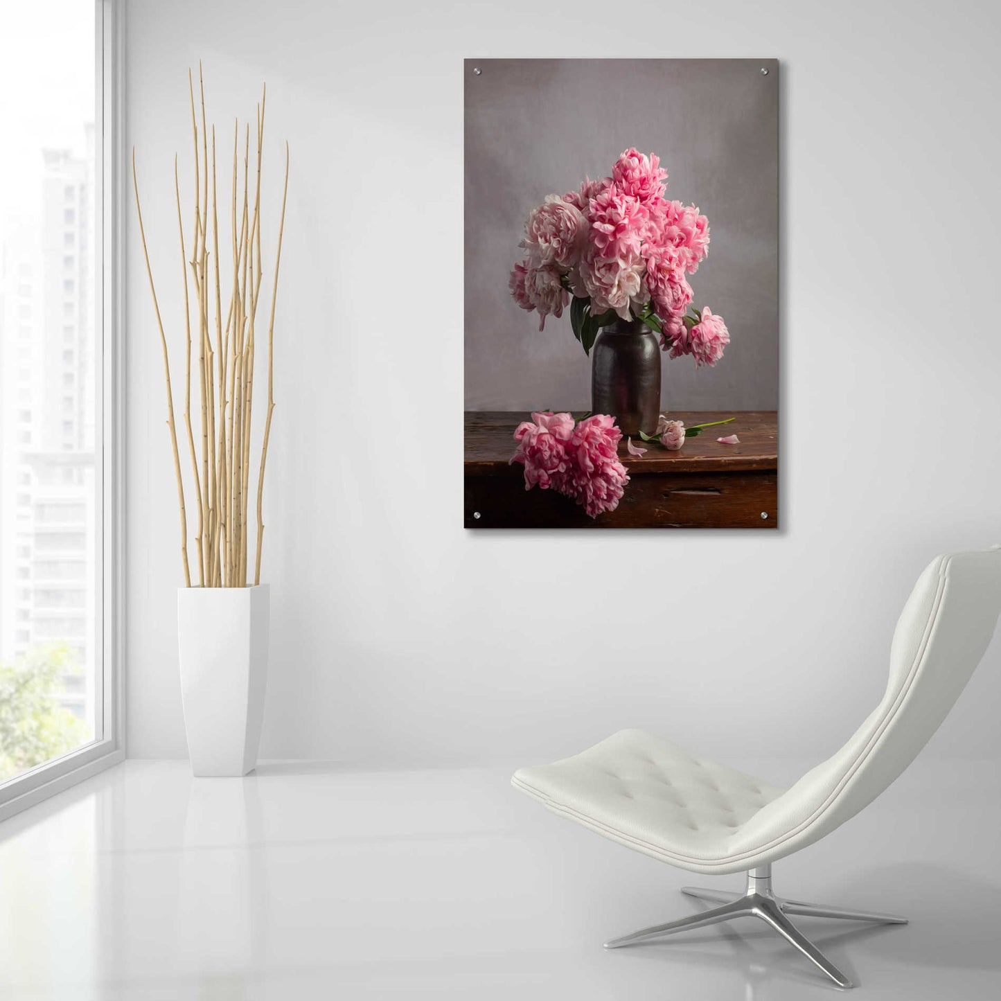 Epic Art 'Layers Of Pink' by Leah McLean Acrylic Glass Wall Art,24x36