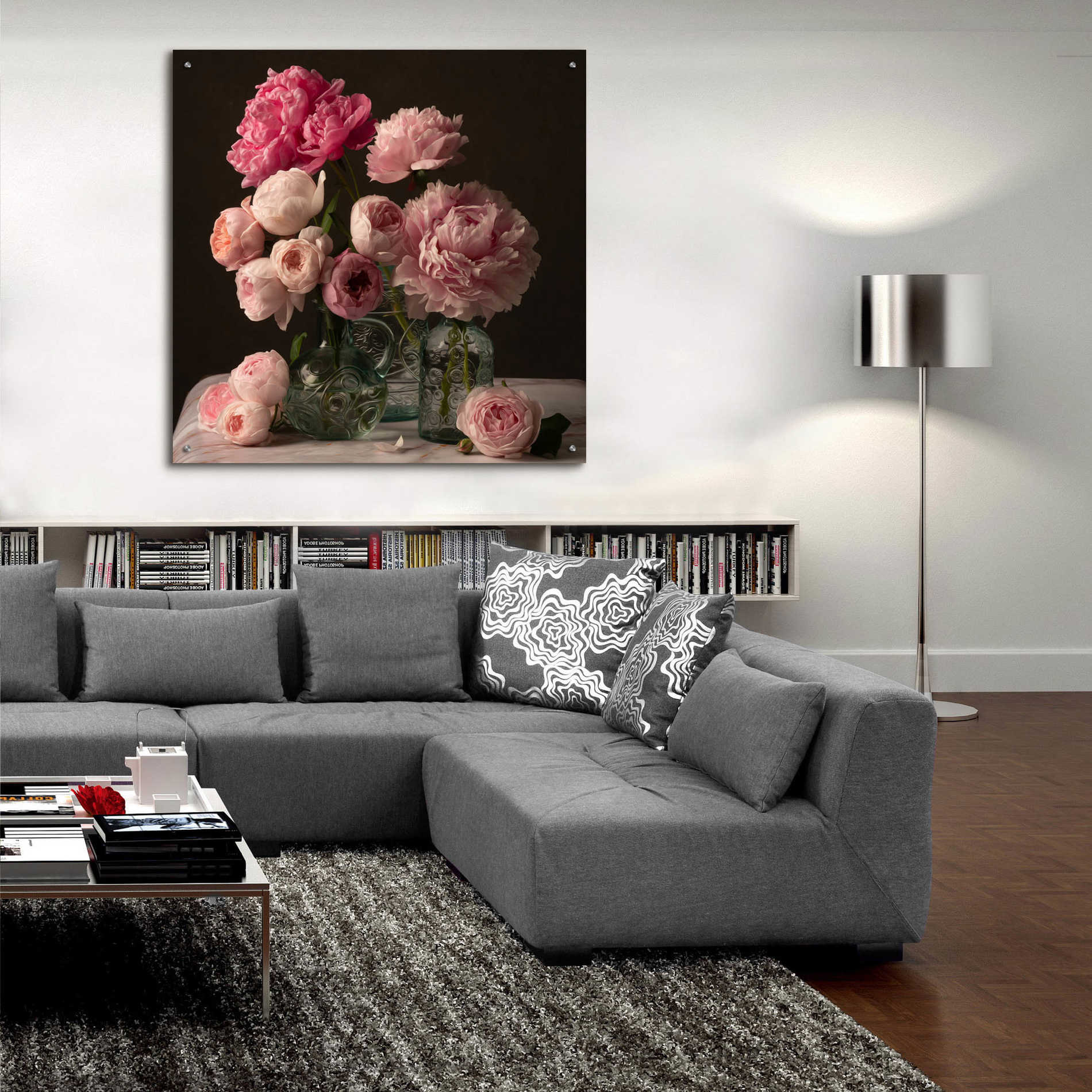 Epic Art 'Rose And Peony Dark Duet' by Leah McLean Acrylic Glass Wall Art,36x36