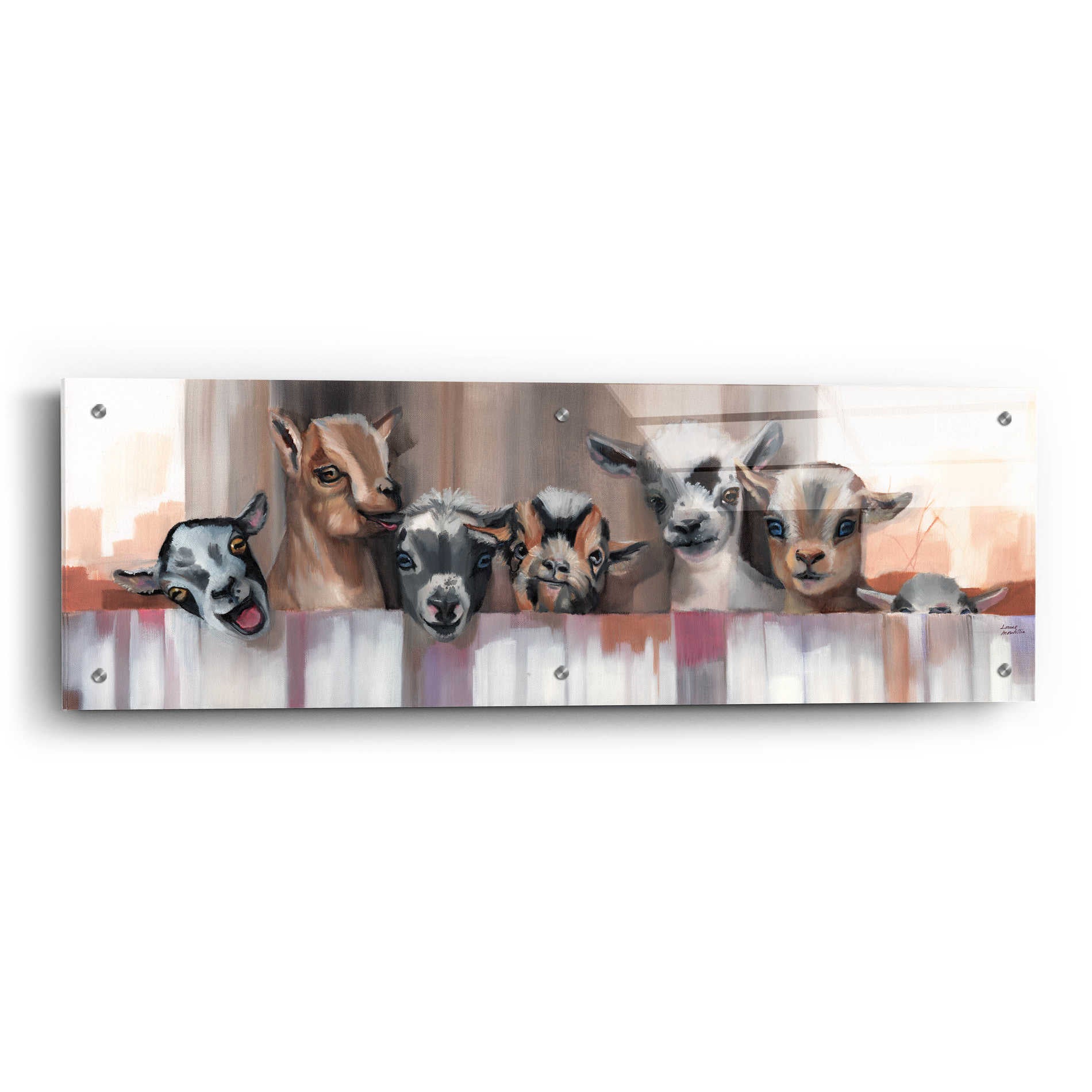 Epic Art 'Goat Party' by Louise Montillio Acrylic Glass Wall Art,36x12