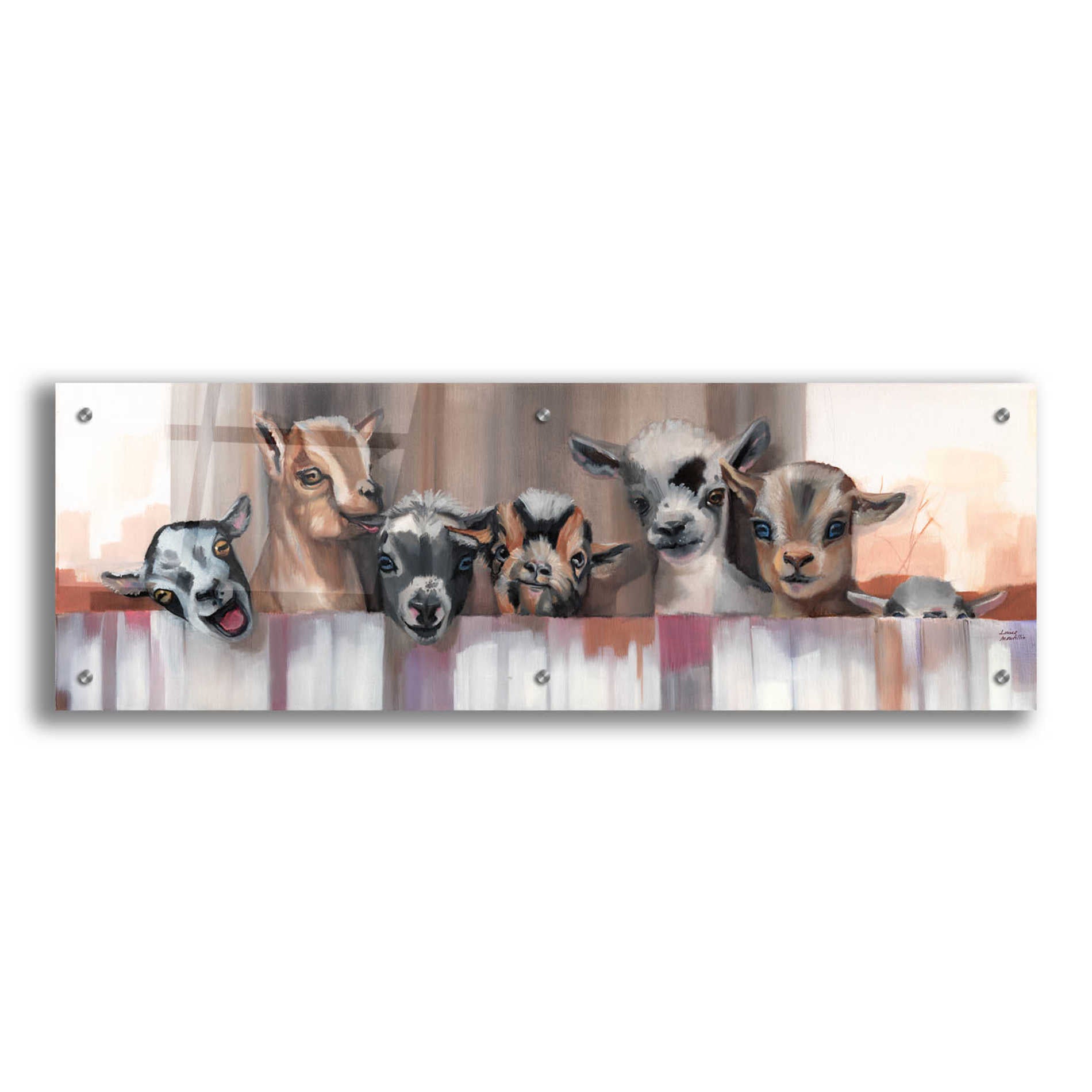 Epic Art 'Goat Party' by Louise Montillio Acrylic Glass Wall Art,36x12