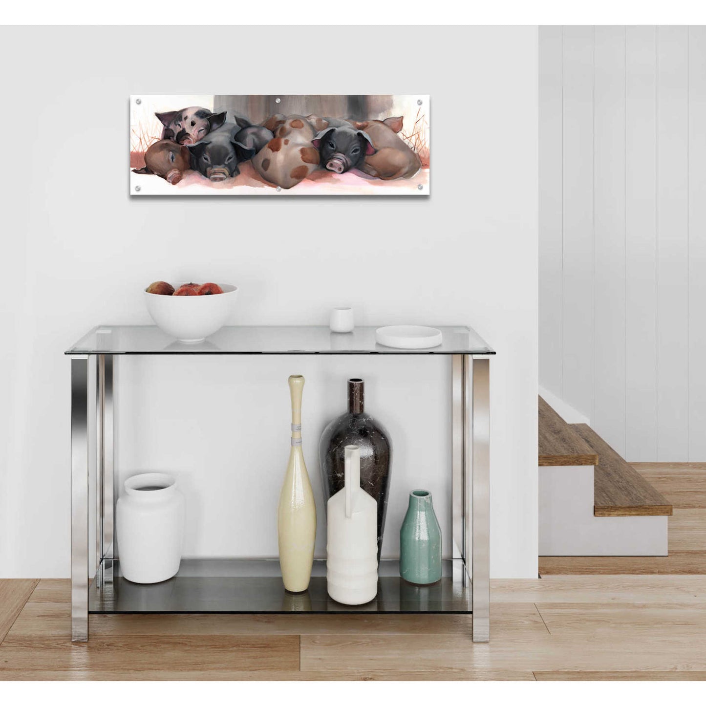 Epic Art 'Pig Pile' by Louise Montillio Acrylic Glass Wall Art,36x12