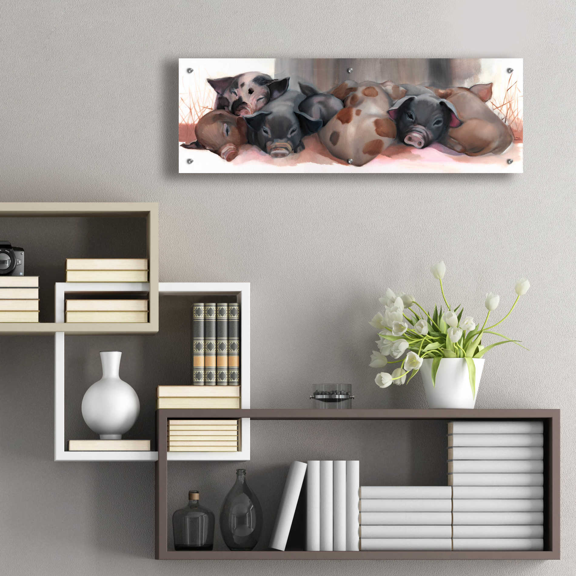 Epic Art 'Pig Pile' by Louise Montillio Acrylic Glass Wall Art,36x12