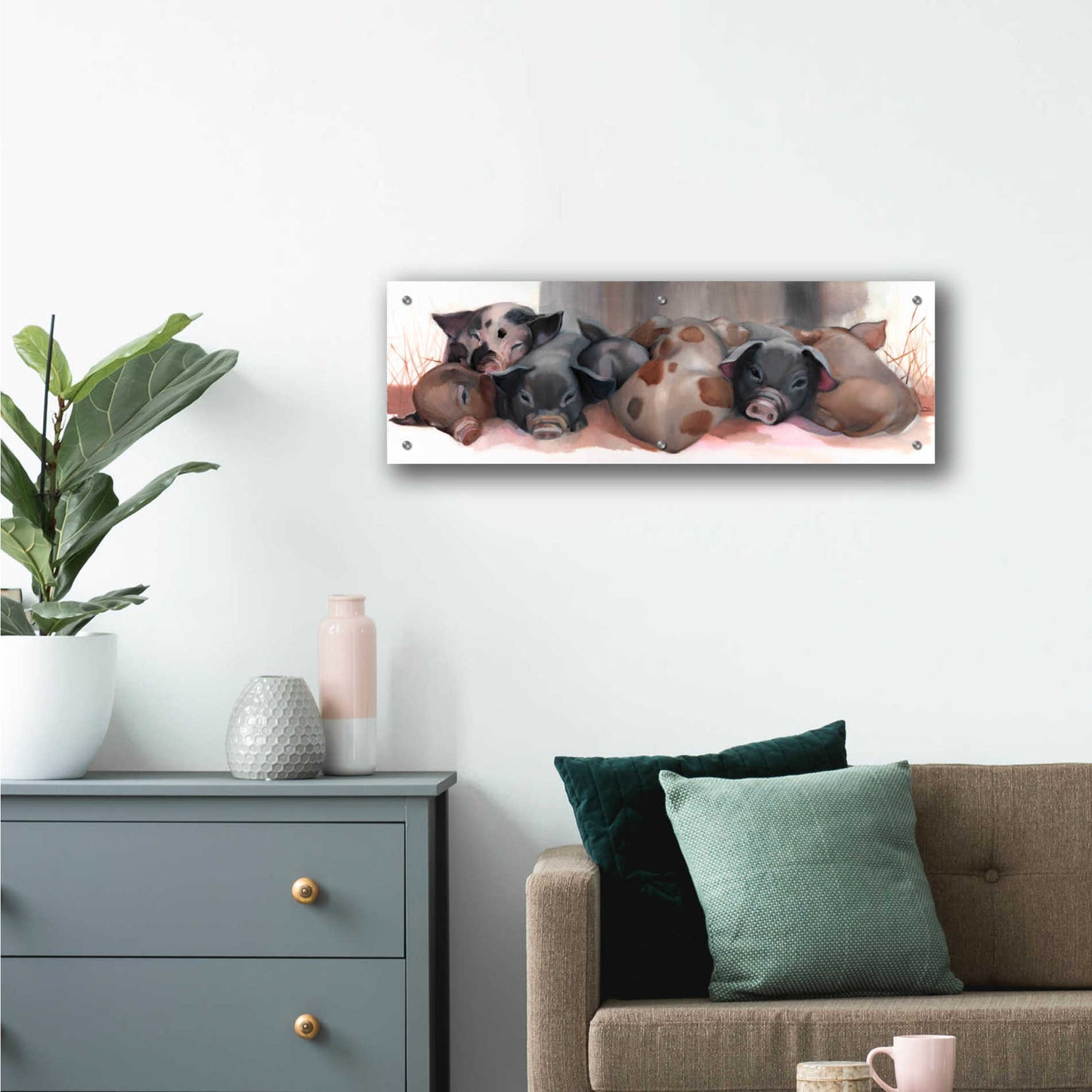 Epic Art 'Pig Pile' by Louise Montillio Acrylic Glass Wall Art,36x12