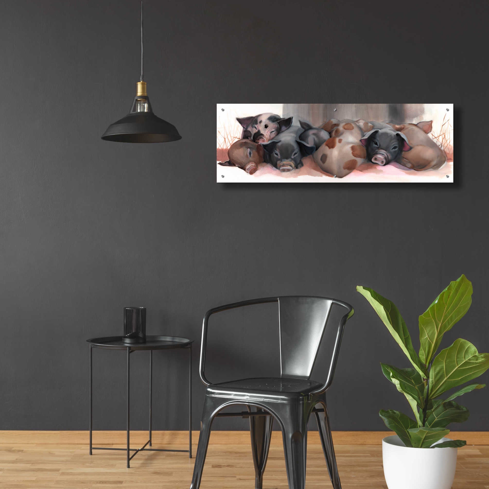 Epic Art 'Pig Pile' by Louise Montillio Acrylic Glass Wall Art,48x16