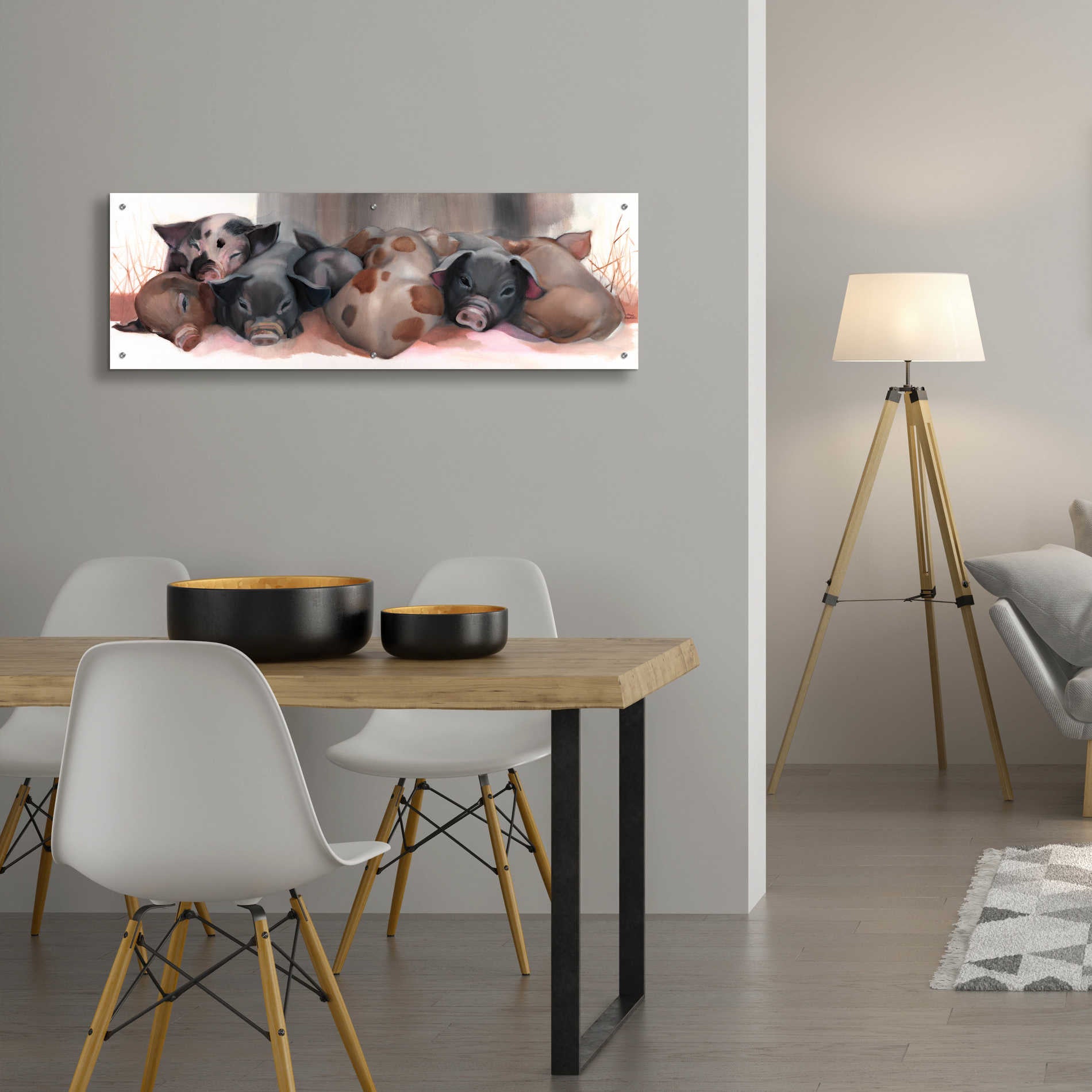 Epic Art 'Pig Pile' by Louise Montillio Acrylic Glass Wall Art,48x16